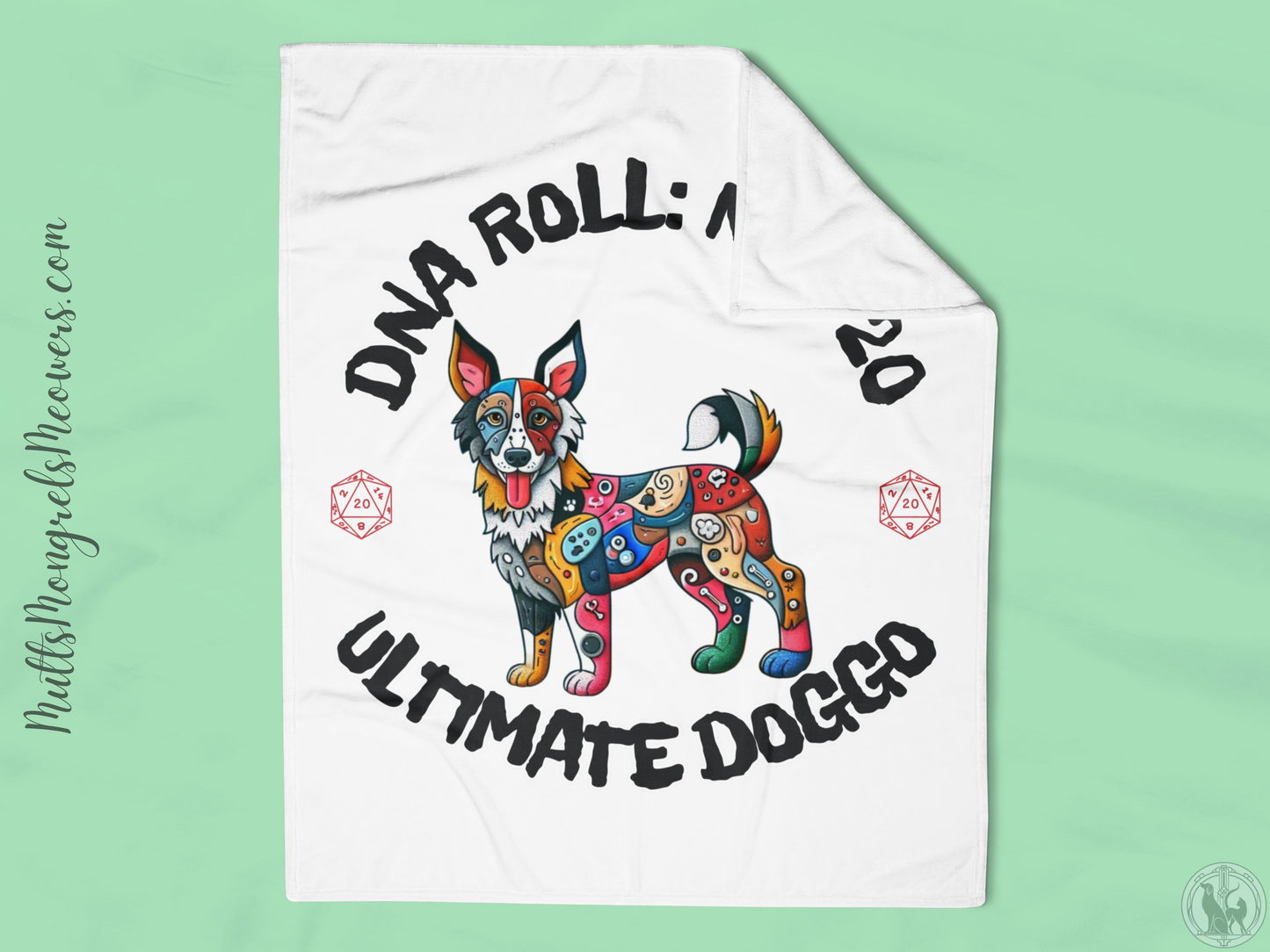 Throw Blanket Dogful Mixed Breed Dog Mom Gamer RPG Retro Rescue Dog Cozy Blanket Gift for Dog Lover