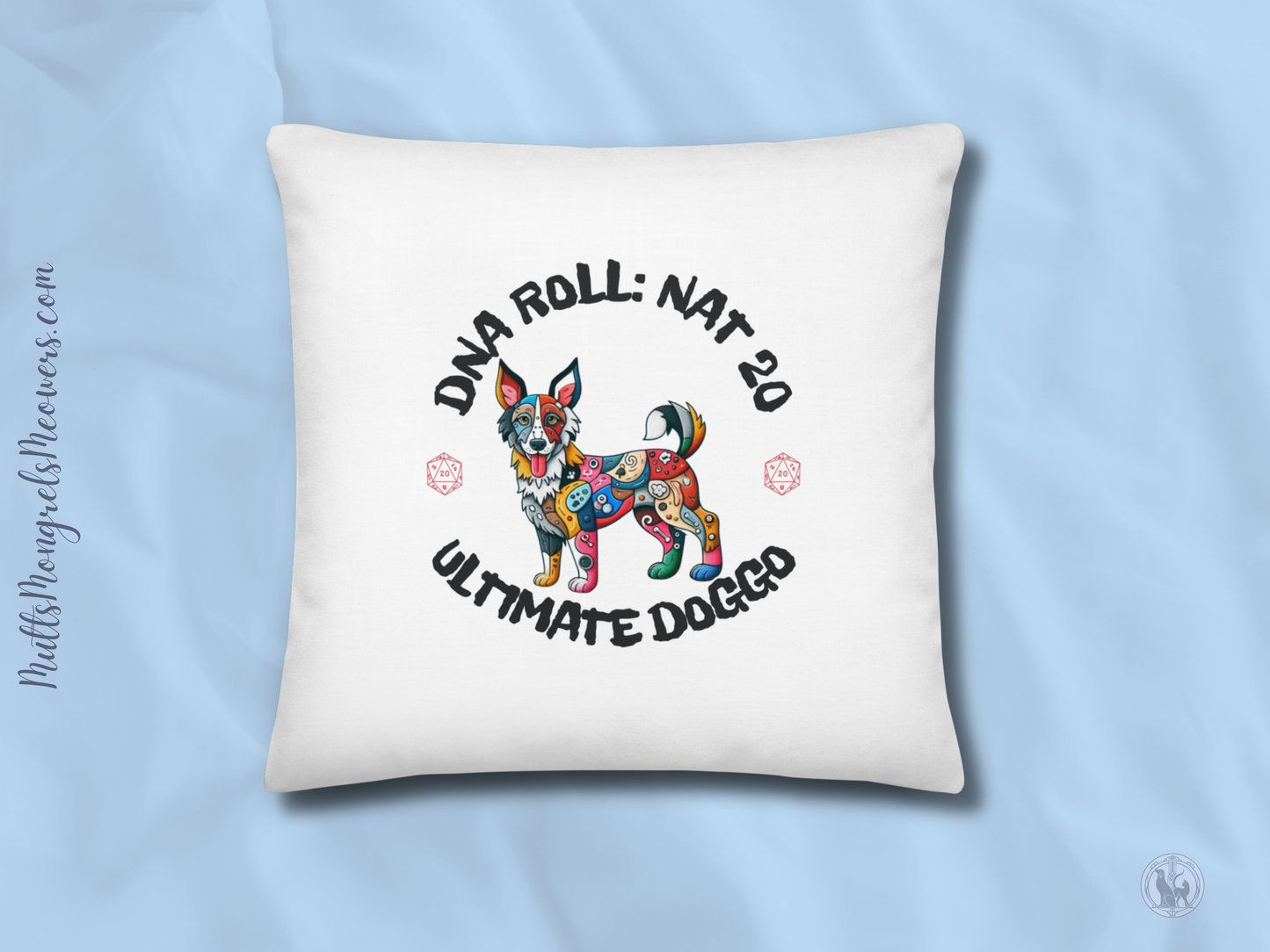 Pillow Throw Gamer Dog Retro Design Dog Lovers Mixed Breed Dogful Geeky Pillow Rescue Mutt Dog Mom Gift Mongrel Pride Gaming Canine Dog Dad