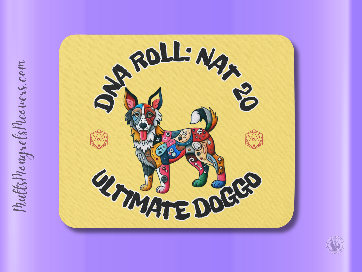 Mouse Pad Pop Art Dog Funny Mutt Gamer Gift for Dog Lovers Quirky Nerdy Laptop Accessory Mixed Breed Rescue Canine PC Mat