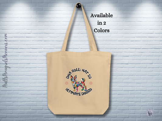 Organic Tote Bag Mixed Breed Rescue Dog Gamer Gift Dogful Mongrel Humor RPG Dice Dog Style Cotton Tote Bag Dog Lovers Mum Dad Funny Roleplay