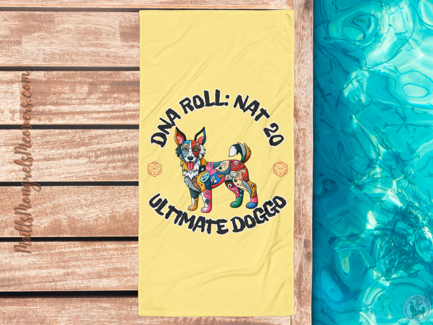 Beach Towel Pop Art Dog Funny Mutt Gamer Gift for Dog Lovers Geeky Mixed Breed Rescue Dog Parent Canine Holiday Relaxing Summer Accessory