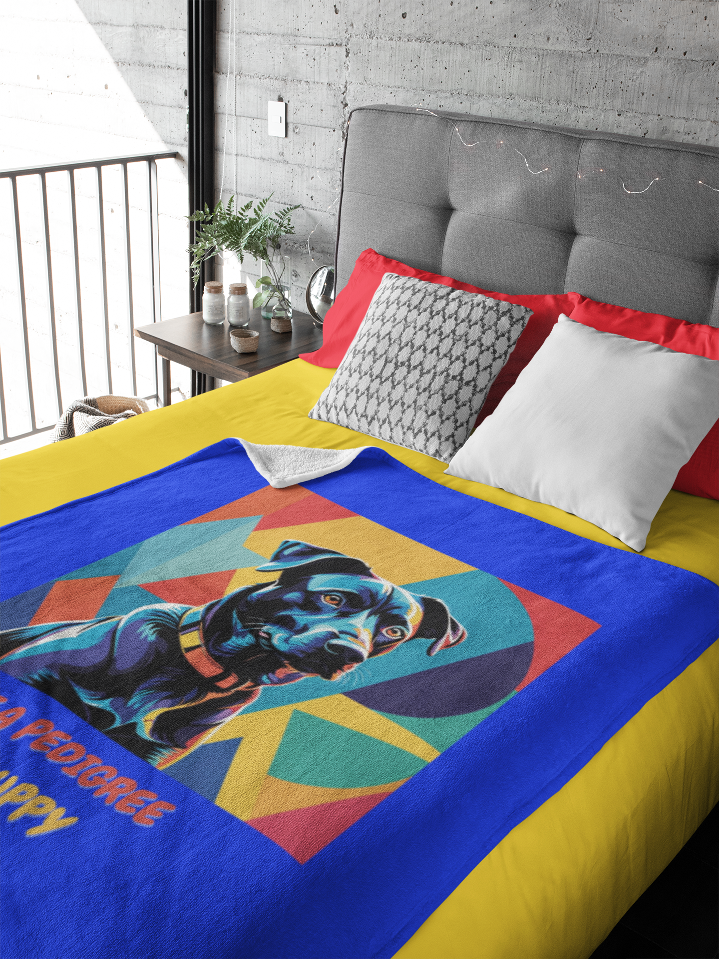 Throw Blanket Dogful Mixed Breed Dog Mom Funny Pop Art Rescue Dog Cozy Blanket Gift for Dog Lover