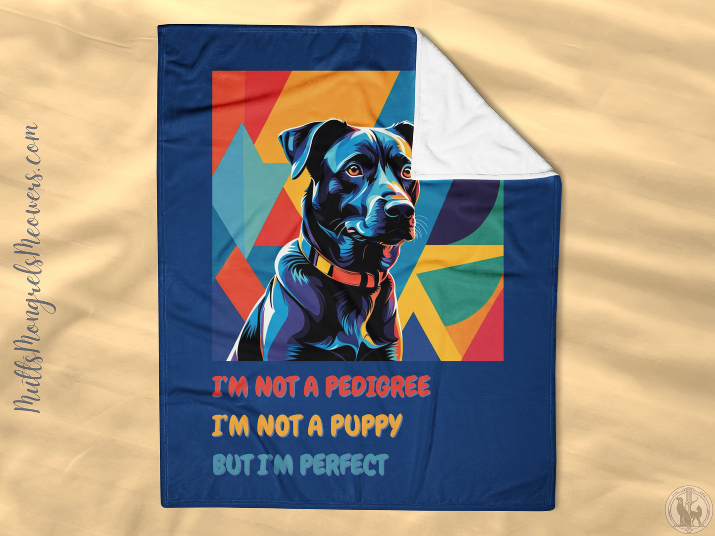 Throw Blanket Dogful Mixed Breed Dog Mom Funny Pop Art Rescue Dog Cozy Blanket Gift for Dog Lover