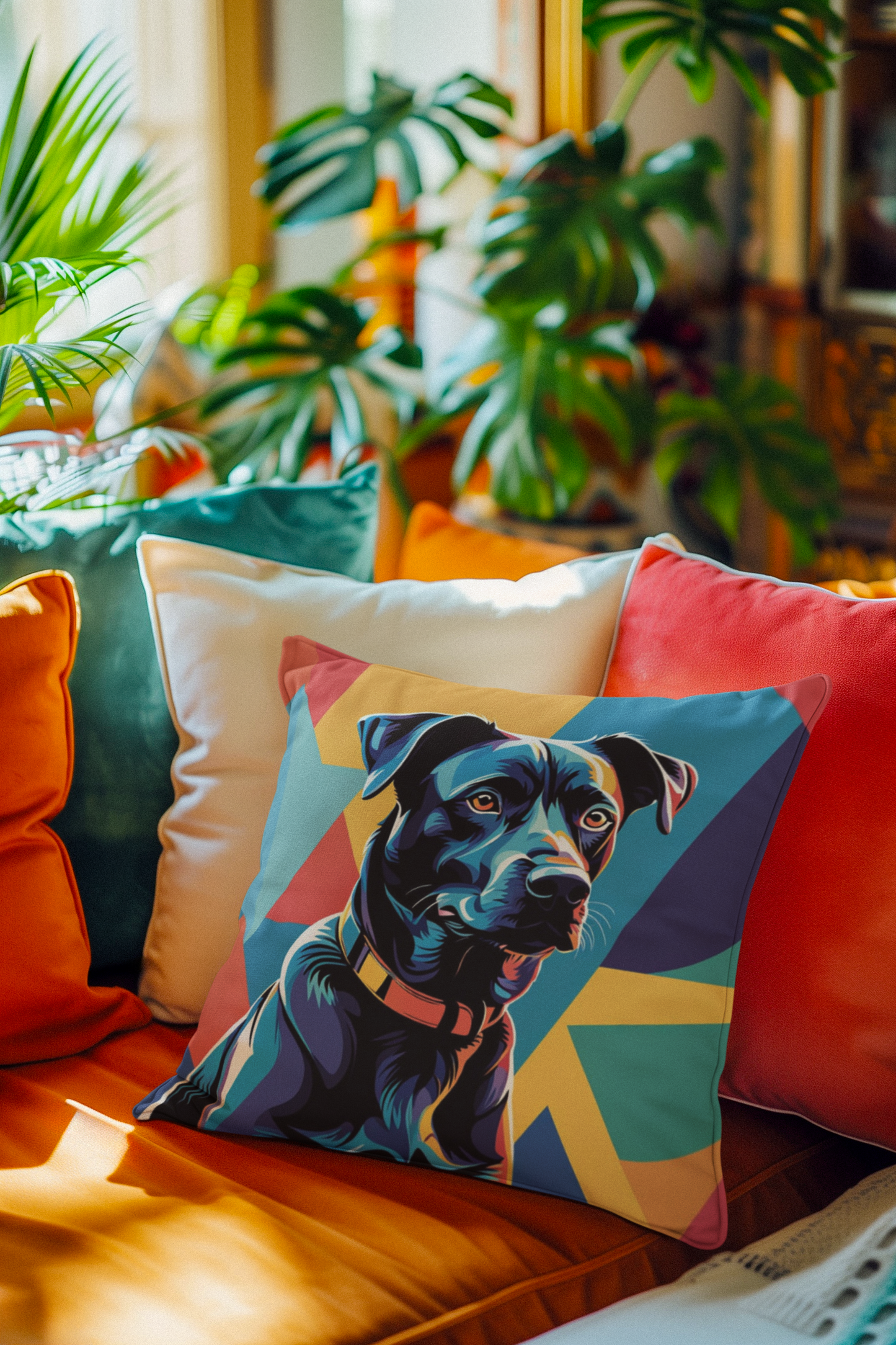 Pillow Throw Rescue Dog Design For Dog Lovers Mixed Breed Dogful Funny Couch Pillow For Pet Owners Mongrel Mutt Décor Pop Art Dog Mum Dad