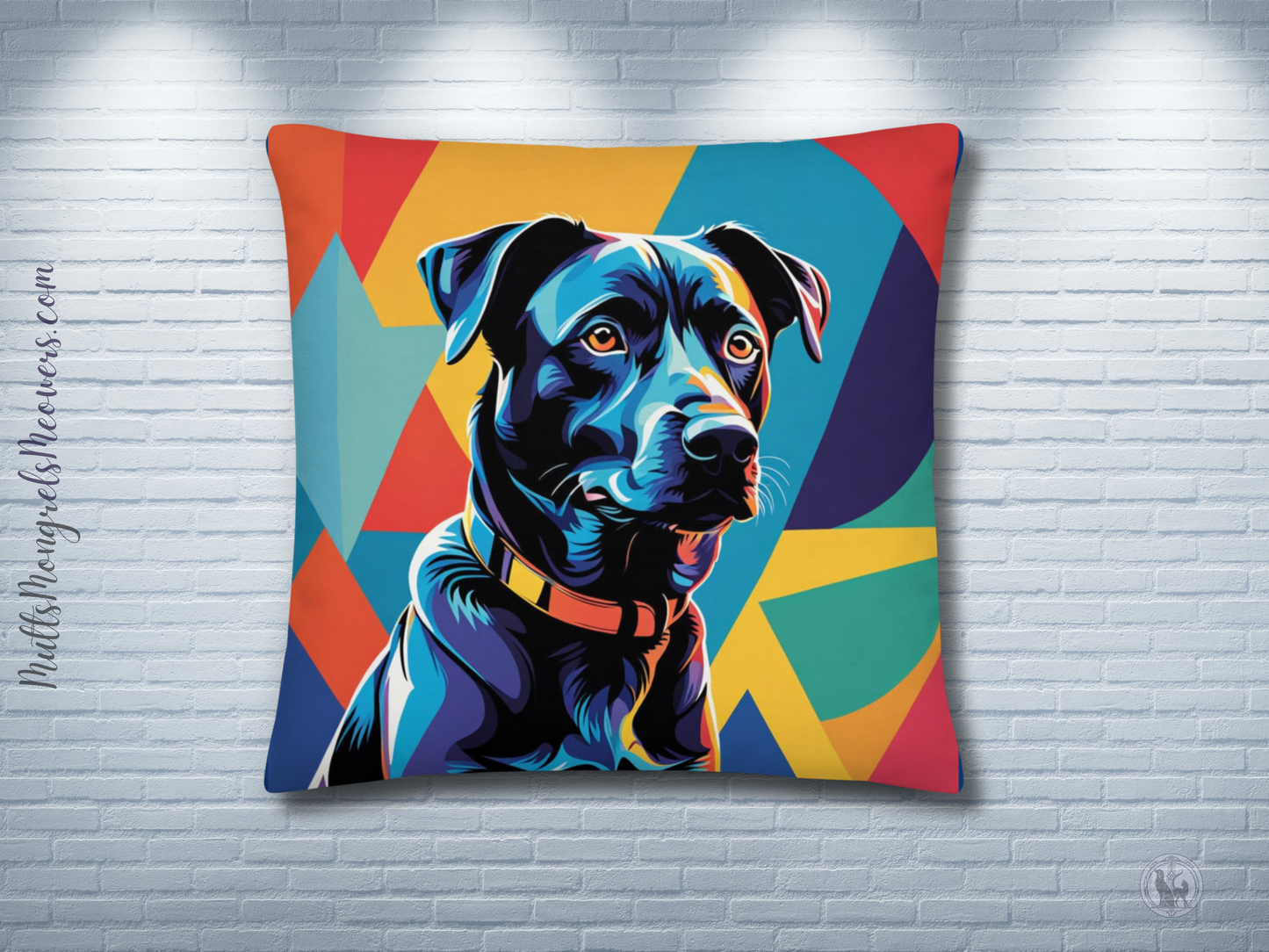 Pillow Throw Rescue Dog Design For Dog Lovers Mixed Breed Dogful Funny Couch Pillow For Pet Owners Mongrel Mutt Décor Pop Art Dog Mum Dad