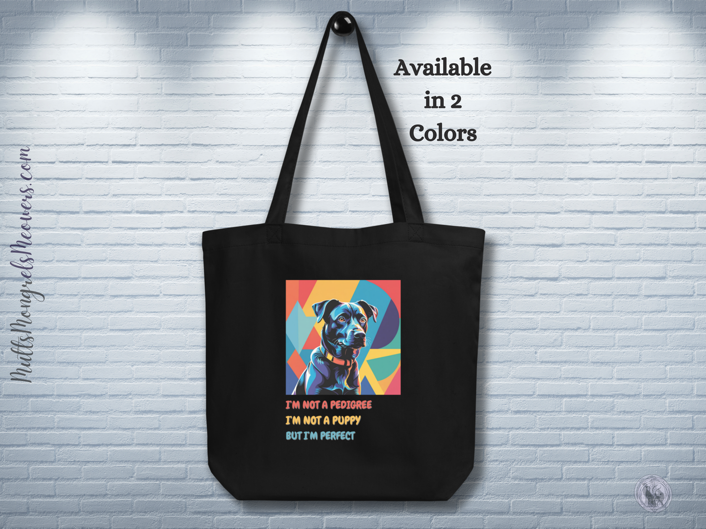 Organic Tote Bag Mixed Breed Rescue Dog Style Tote Bag Funny Dogful Pop Art Witty Eco Gift Cotton Dog Lovers Mum Dog Unique Humor Design