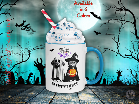 Funny Cat and Dog Mug with Color Inside - Sarcastic Halloween Gift for Pet Parents