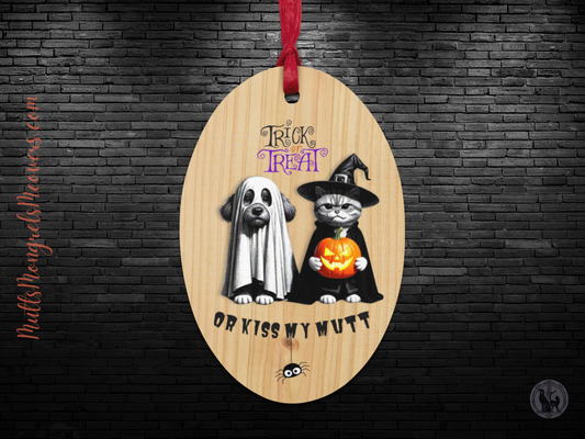 Funny Cat and Dog Ornament with Magnet - Sarcastic Halloween Gift for Pet Parents