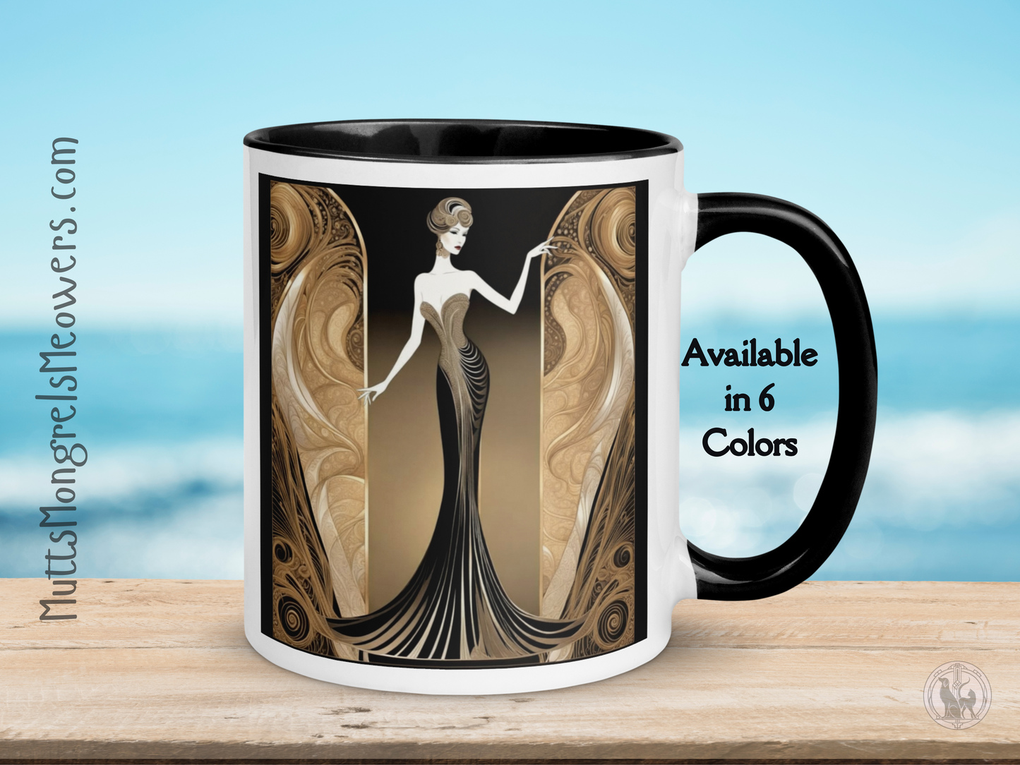 Elegant Art Deco Mug with Color Inside: Stylish Gift Not Just for Libra Born