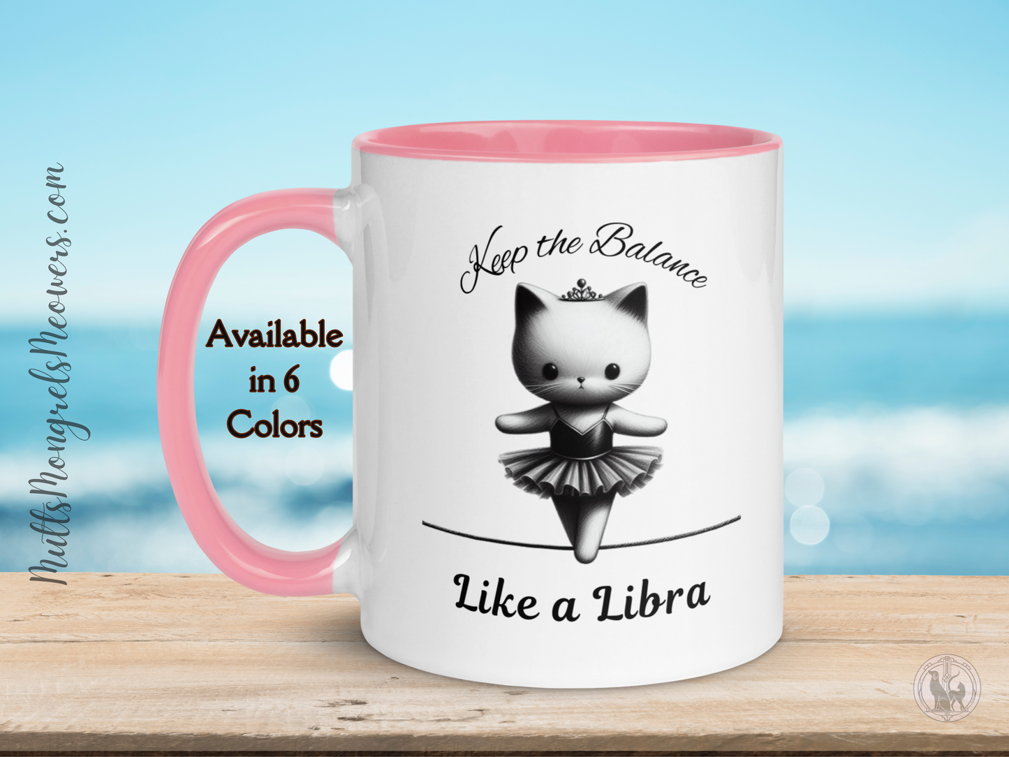 Funny Ballerina Cat Mug with Color Inside - Libra Astrology Gift for Cat Lovers