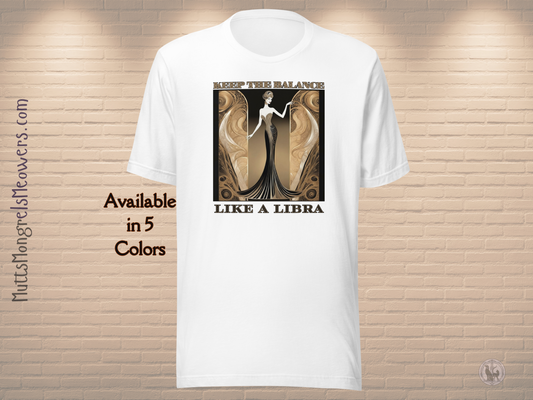 Art Deco Libra T-Shirt - Zodiac Gift for Astrology Lovers