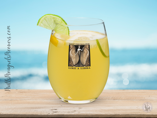 Stemless Wine Glass Libra Gift Astrology Fans