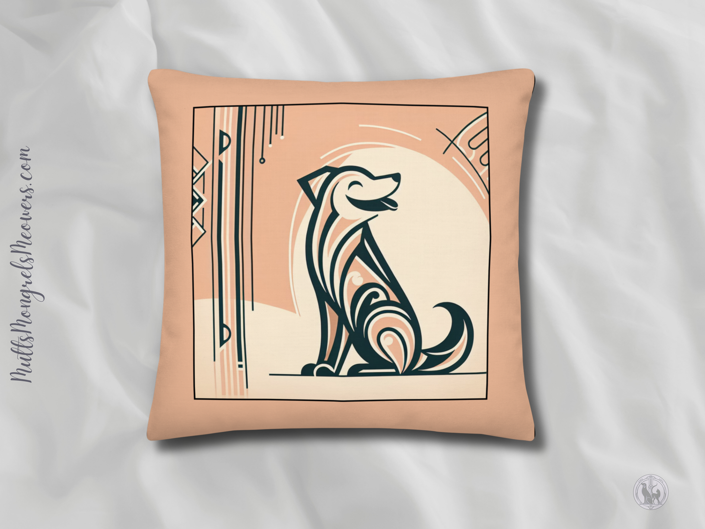 Pillow Throw Limited Edition Mongrel Art Deco Design For Dog Lovers Mixed Breed Dogful Unique Rescue Mutt Pet Homes Dog Mum Dog Dad Couch