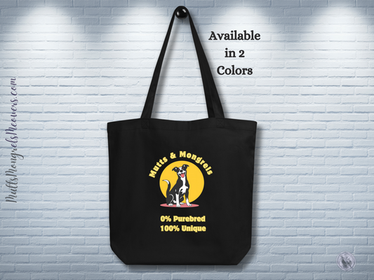 Organic Tote Bag Mixed Breed Rescue Dog Mongrel Eco Pet Cotton Dogful Lovers Practical Style Gift Mutt Pride Unique Art Retro Dog Mom Dad