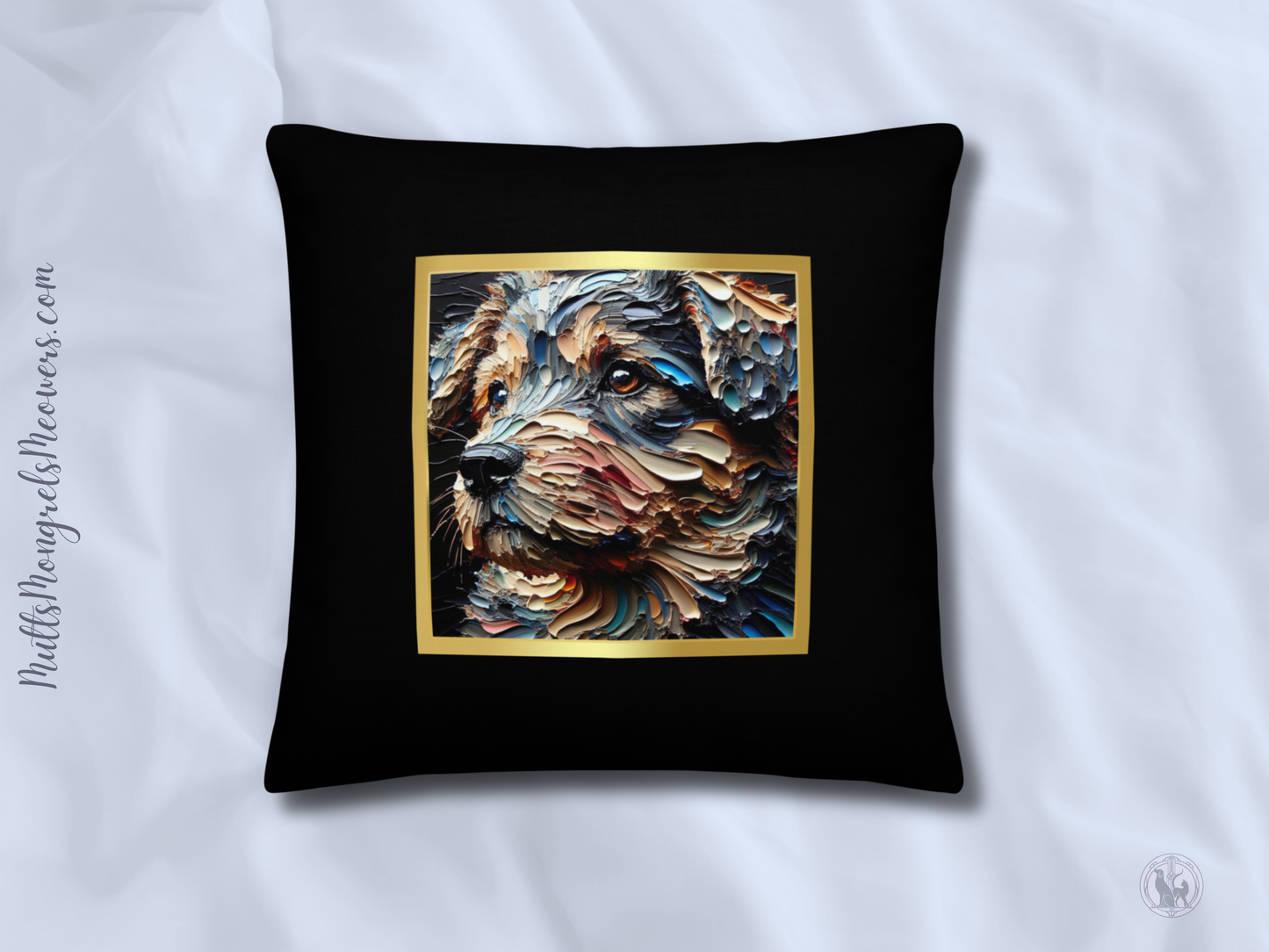 Pillow Throw Mongrel Rescue Dog Design Dog Lovers Mixed Breed Dogful Unique Rescue Mutt Pet Decor Accent Retro Dog Mum Dog Dad Painting