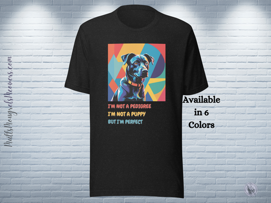 T-Shirt Mixed Breed Dog Lover Tee Rescue Dog Adoption Gift Dogful Pop Art Style Shirt Unique Mature Dog Unisex Graphic Mongrel Mutt Dog Mom