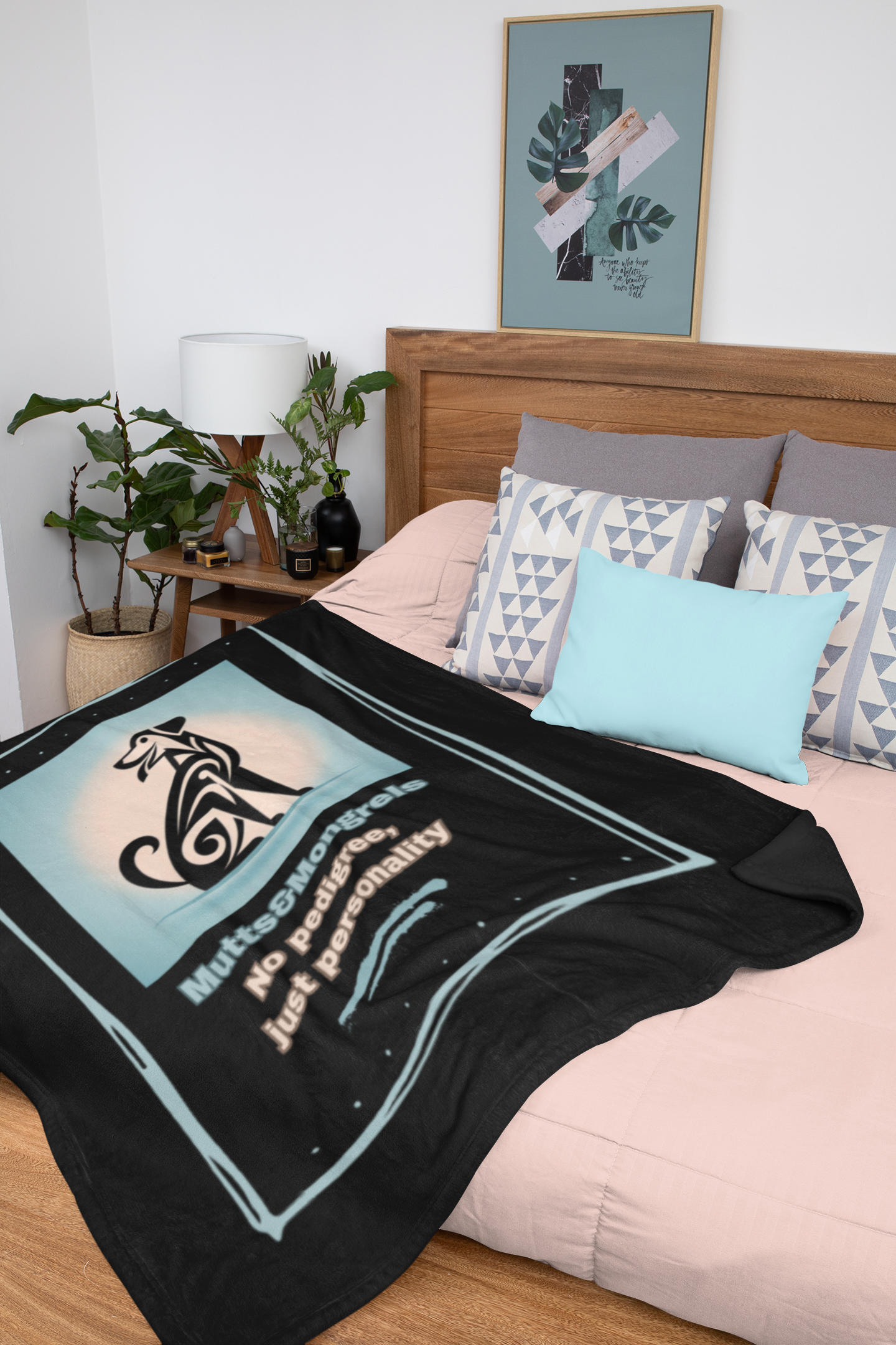 Throw Blanket Dogful Mixed Breed Dog Mom Bold Art Deco Rescue Dog Cozy Blanket Gift for Dog Lover