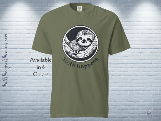 T-Shirt Funny Sloth Shirt Art Deco Sarcastic Gift for Animal Lovers Unisex Comfort Colors Tee Whimsical Humor Relaxing Lazy Vibes Apparel