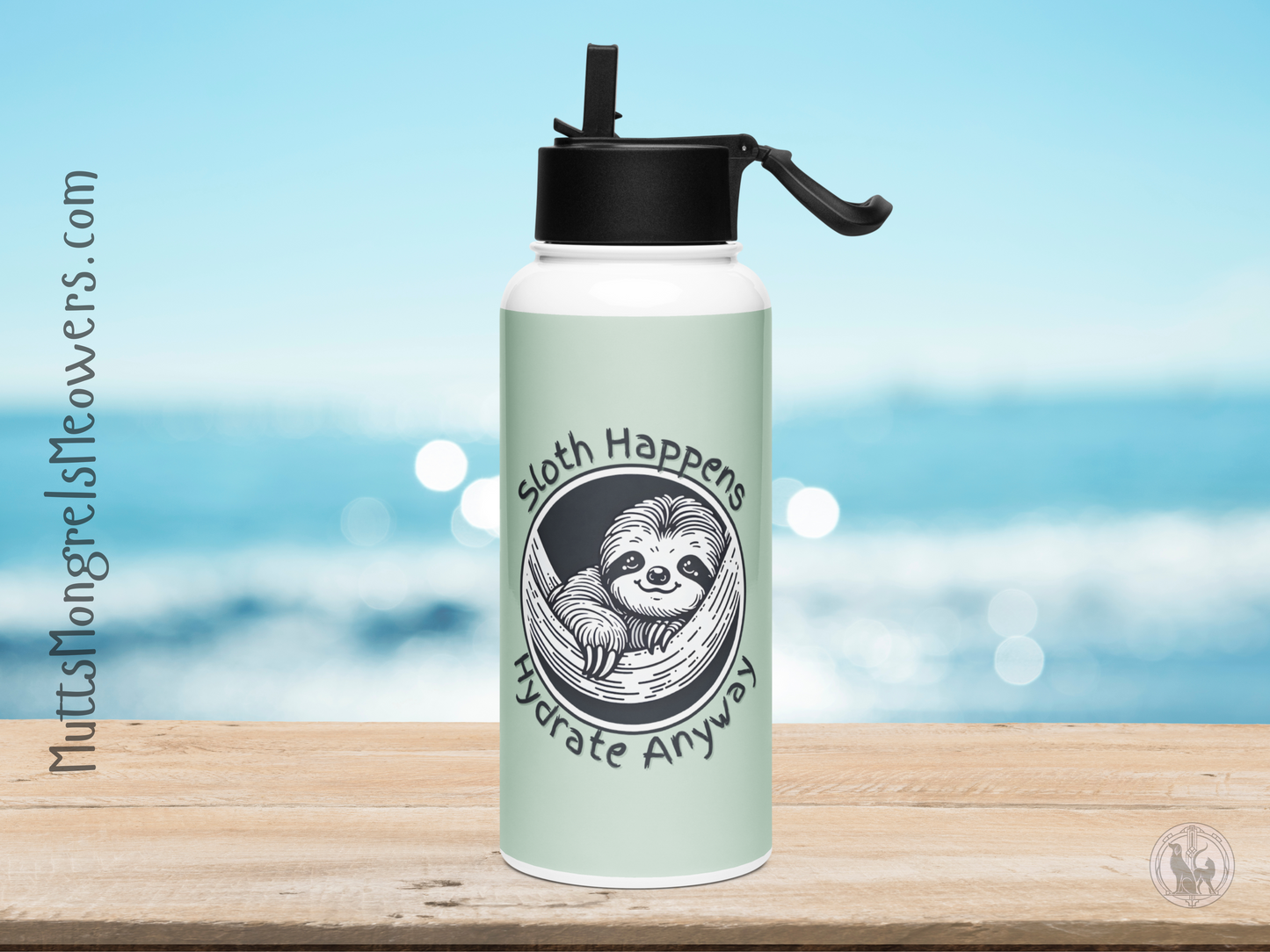 Funny Sloth Stainless Steel Water Bottle with a Straw Lid: Quirky Gift for Animal Lovers