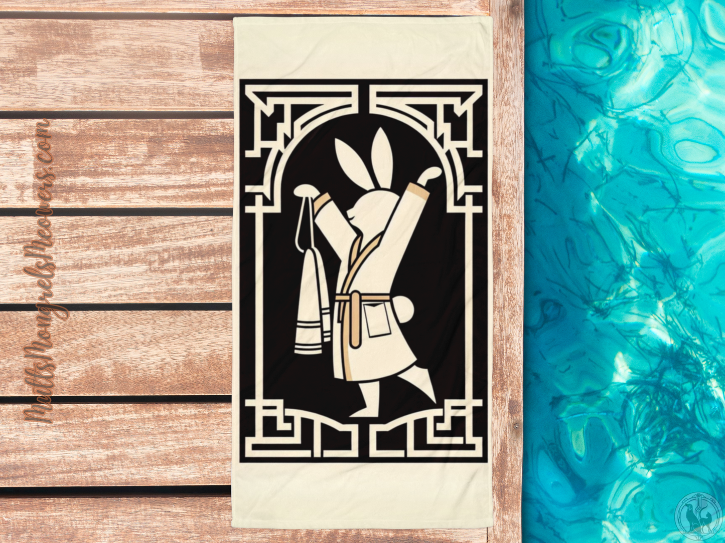 Beach Towel Art Deco Bunny Lovers Funny Bunniful Holiday Gift Rabbit Chill Relaxing Summer Beach Accessory Relaxation Décor for Bunny Parent