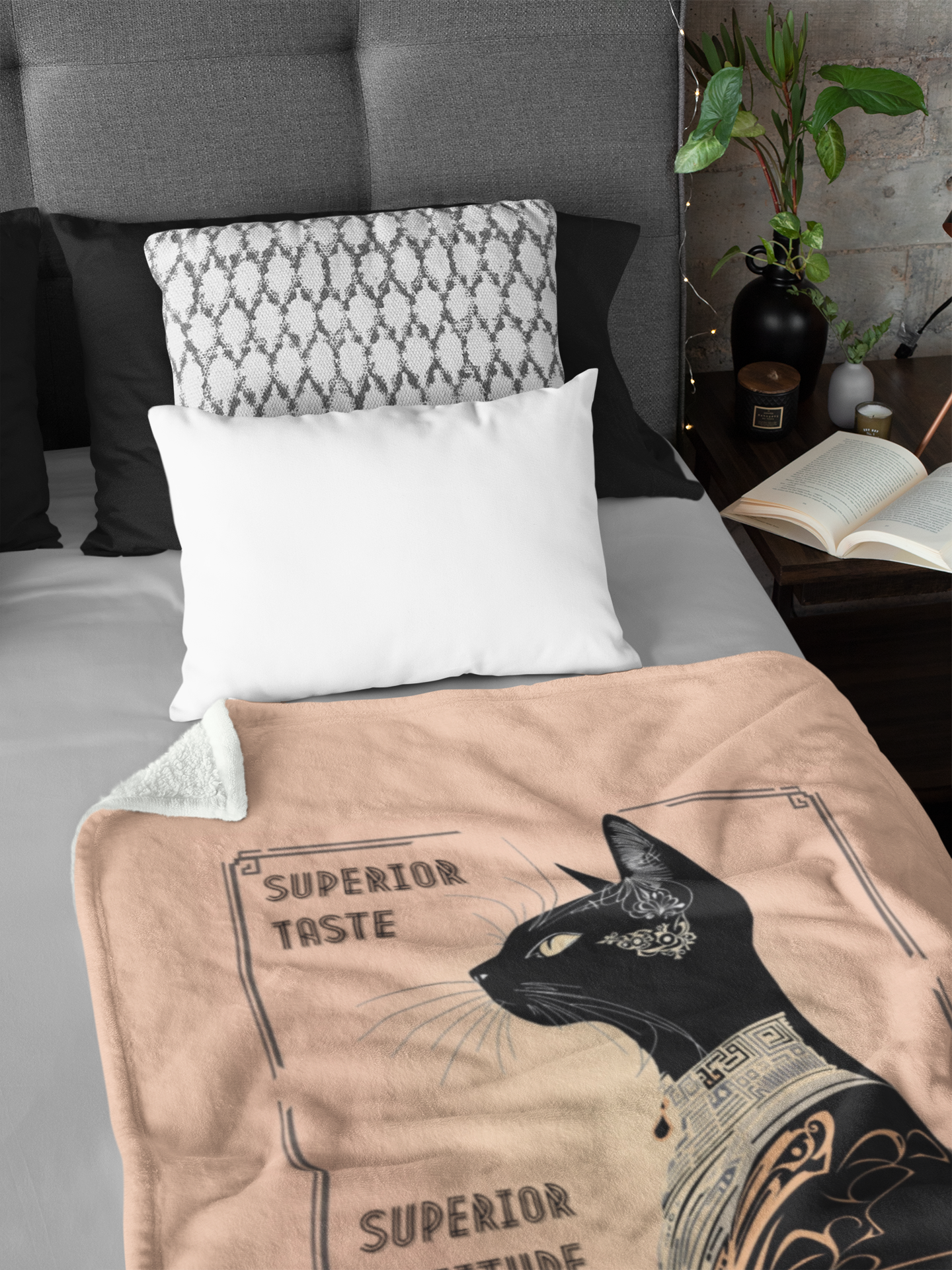 Throw Blanket Catful Proud Cat Mom Rescue Cat Cozy Blanket Superior Taste Attitude Art Deco Gift for Cat Lover