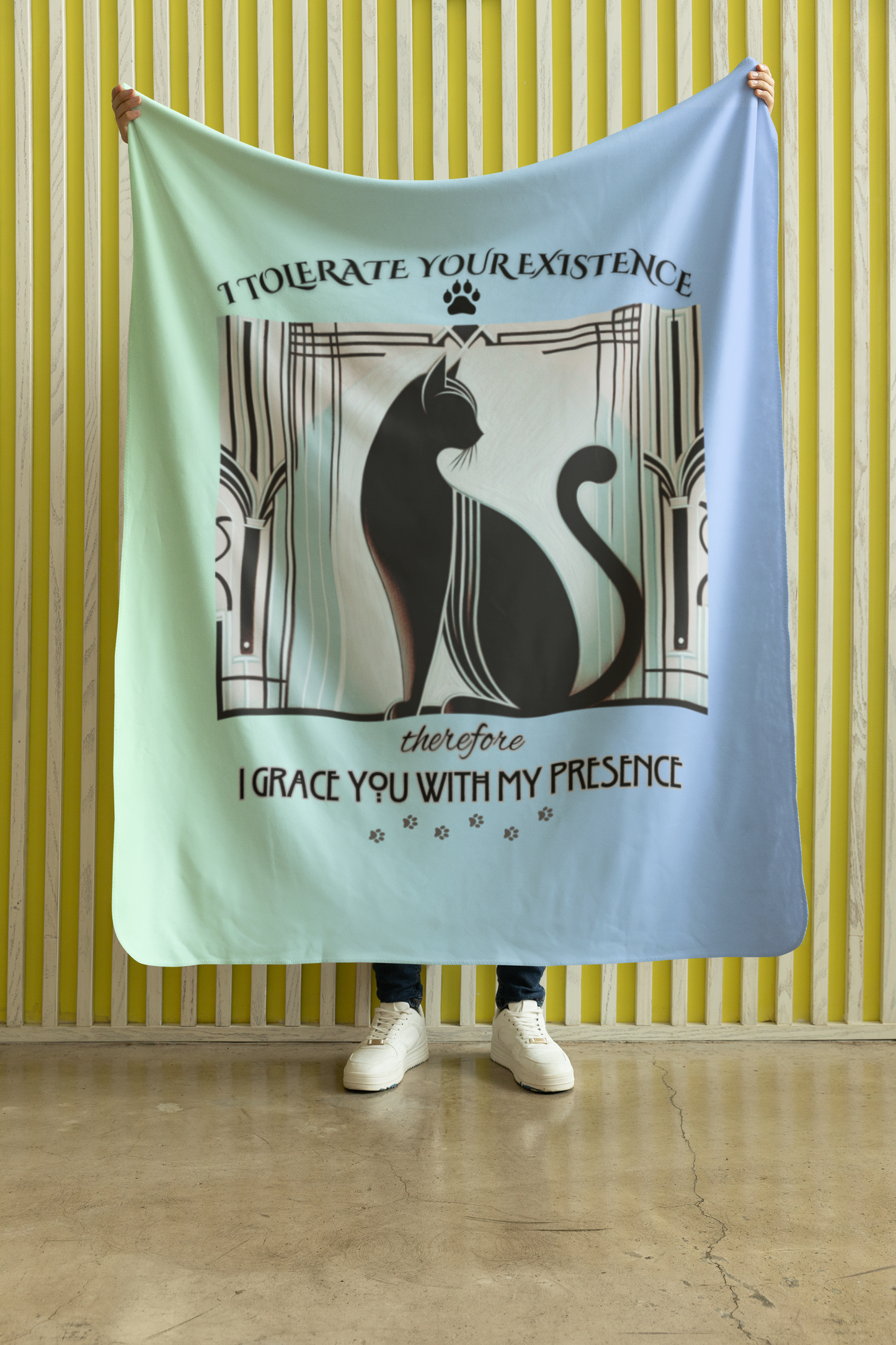 Throw Blanket Catful Proud Cat Mom Rescue Cat Cozy Blanket Sassy Art Deco Tolerate Gift for Cat Lover