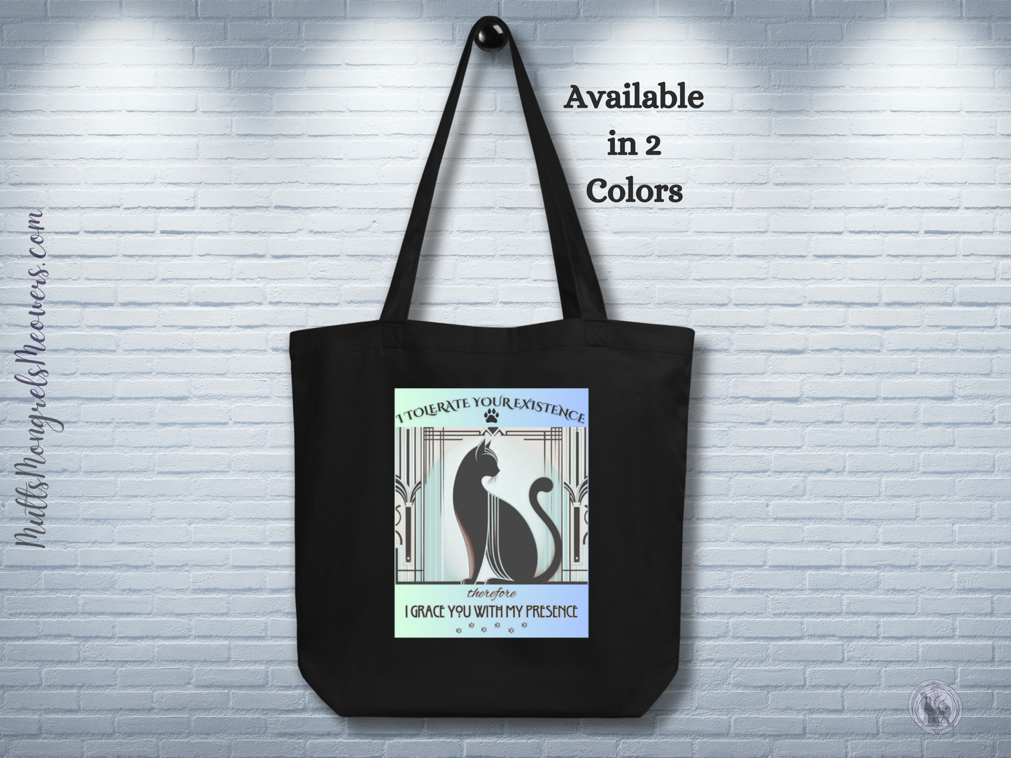 Organic Tote Bag Sarcastic Mixed Breed Cat Royal Feline Humor Kitty Quote Gift Reusable Bag Art Deco Catful For Cat Lovers Unique Design