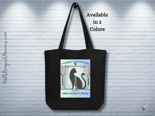 Organic Tote Bag Sarcastic Mixed Breed Cat Royal Feline Humor Kitty Quote Gift Reusable Bag Art Deco Catful For Cat Lovers Unique Design