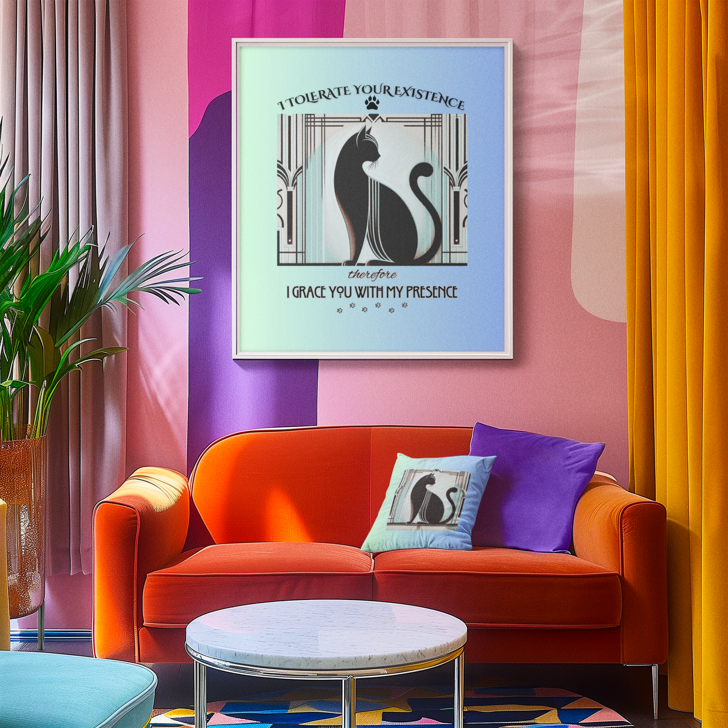 Pillow Art Deco Cat Gift Presence Design For Cat Lovers Rescue Cat Royal Cat Sarcastic Feline Gift Throw Cushion Diva Décor Cat Mom Cat Dad