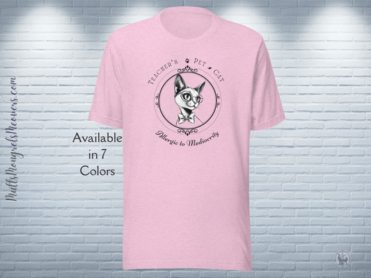 T-Shirt Stylish Art Deco Teacher’s Pet Parent Gift Unisex Fit Unique Feline Funny Teacher Appreciation Tee Back to School Cat Lover Apparel