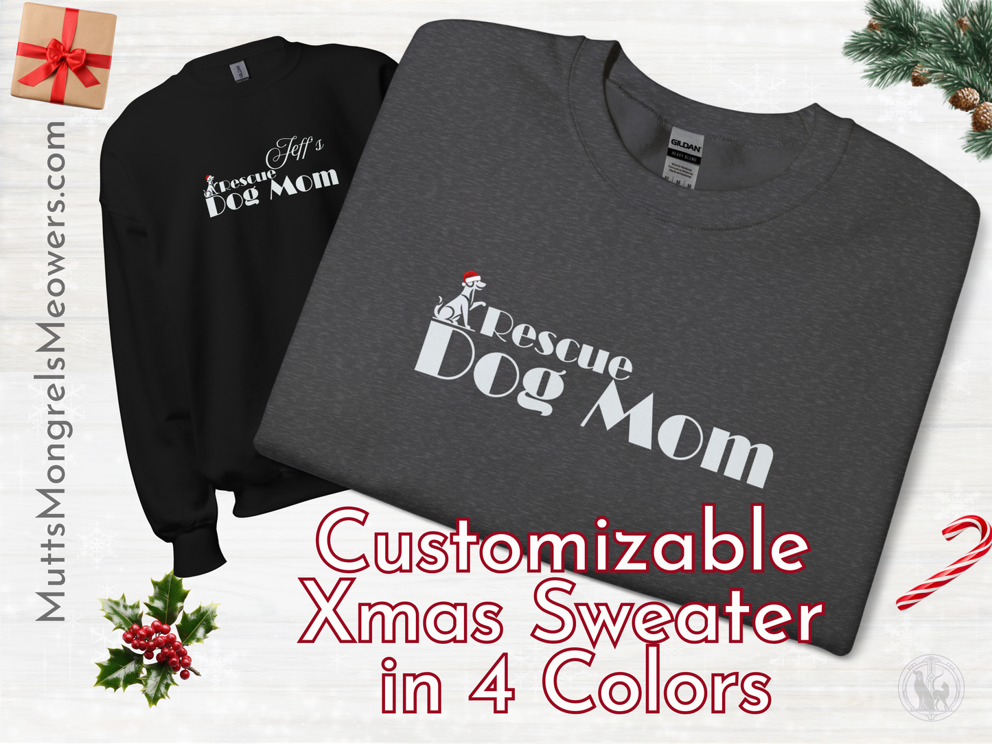 Dog Mom Sweatshirt - Customizable Cozy Gildan Sweater Christmas Gift