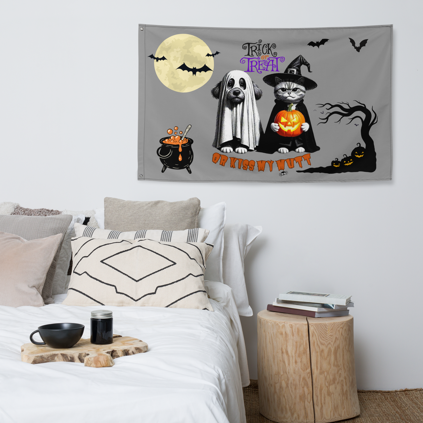 Funny Cat and Dog Flag - Sarcastic Halloween Gift for Pet Parents