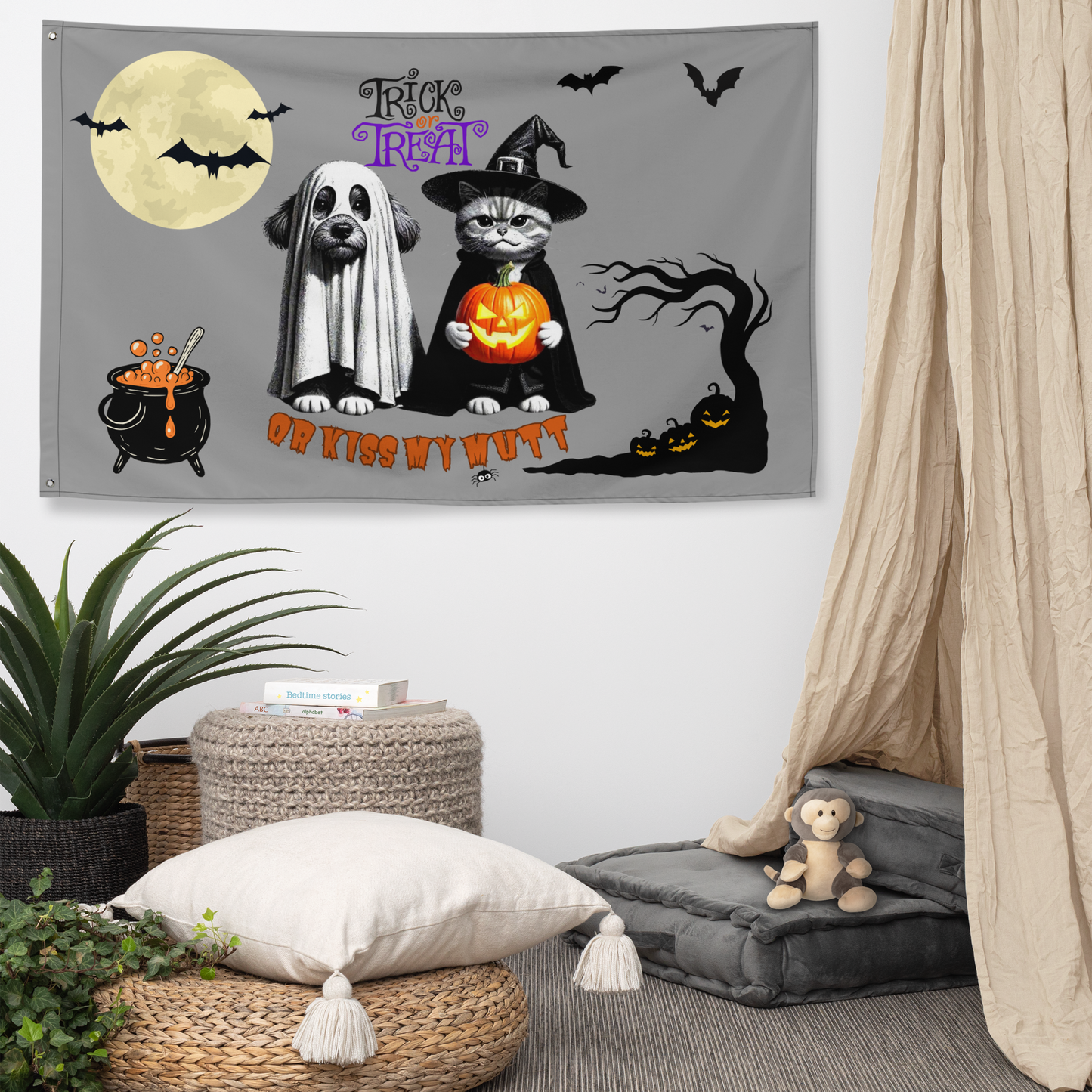 Funny Cat and Dog Flag - Sarcastic Halloween Gift for Pet Parents