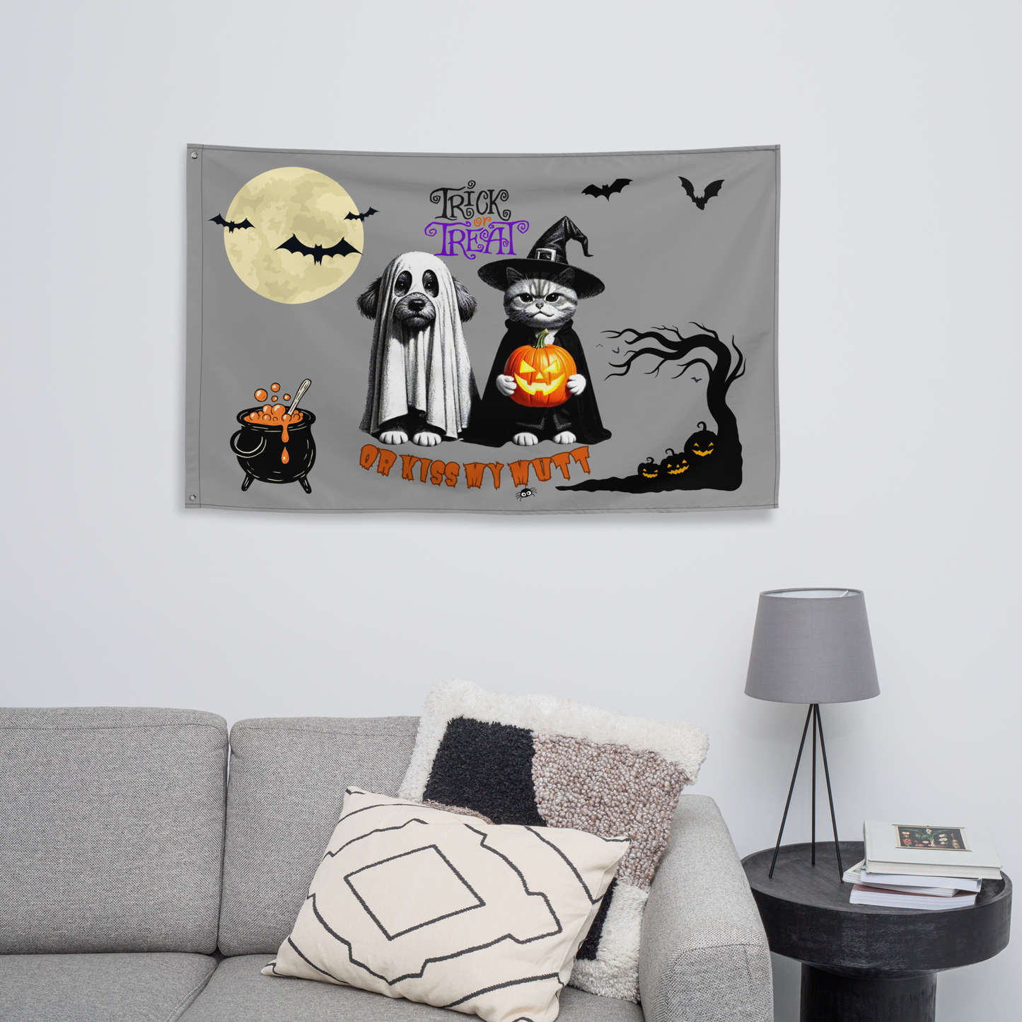 Funny Cat and Dog Flag - Sarcastic Halloween Gift for Pet Parents