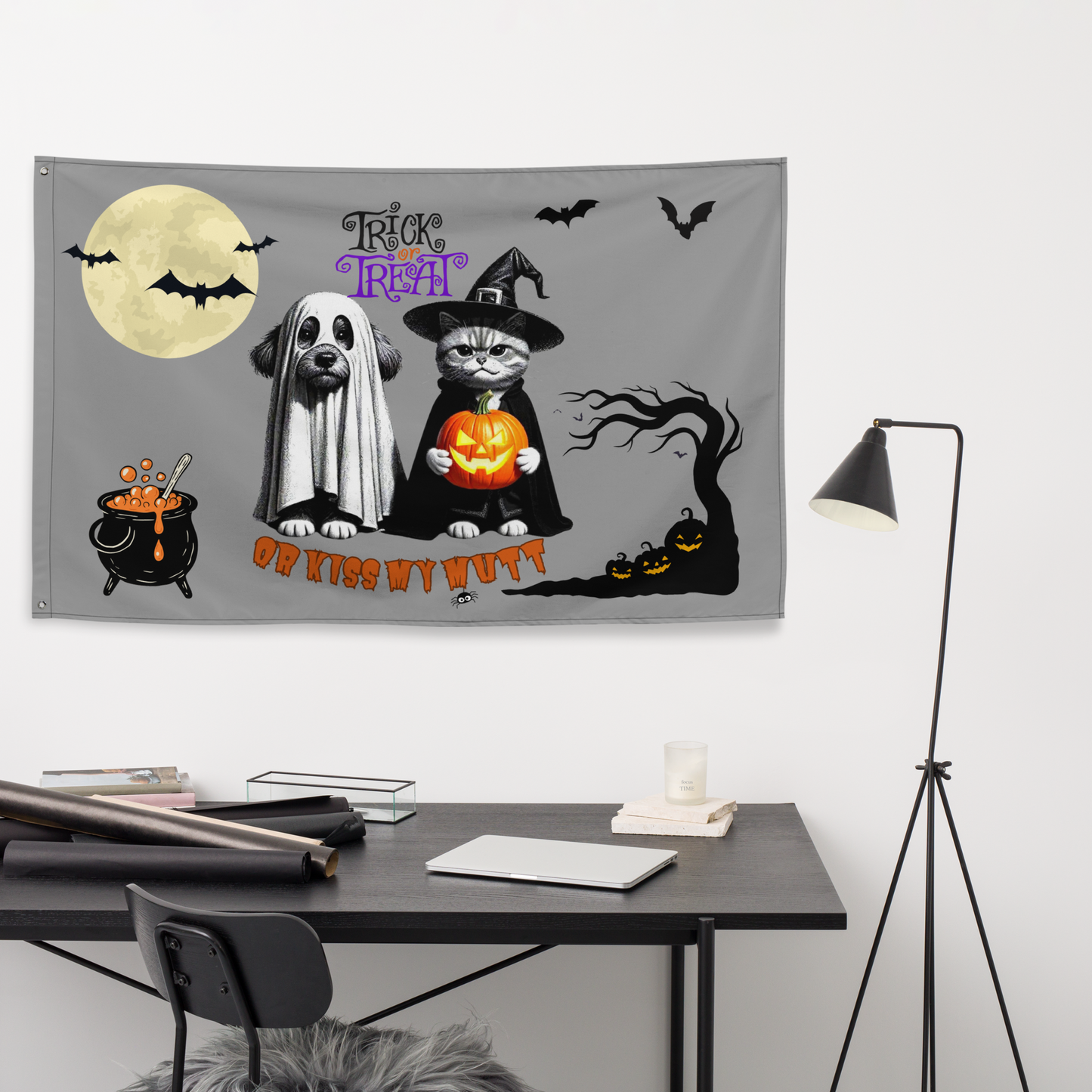 Funny Cat and Dog Flag - Sarcastic Halloween Gift for Pet Parents