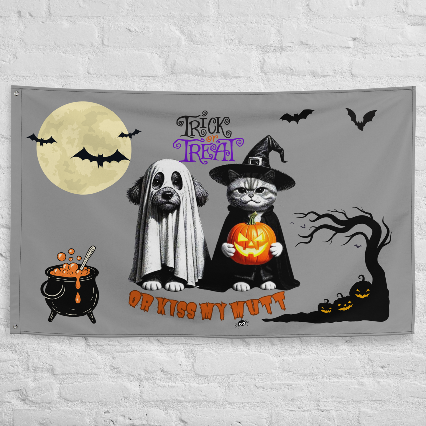 Funny Cat and Dog Flag - Sarcastic Halloween Gift for Pet Parents