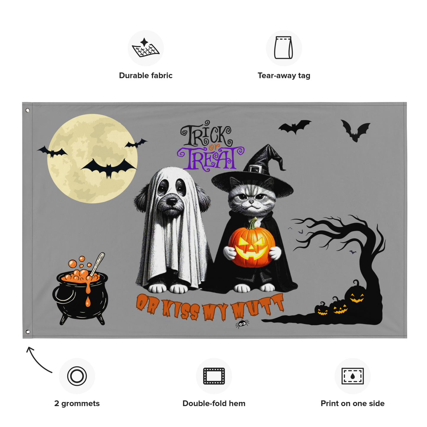 Funny Cat and Dog Flag - Sarcastic Halloween Gift for Pet Parents