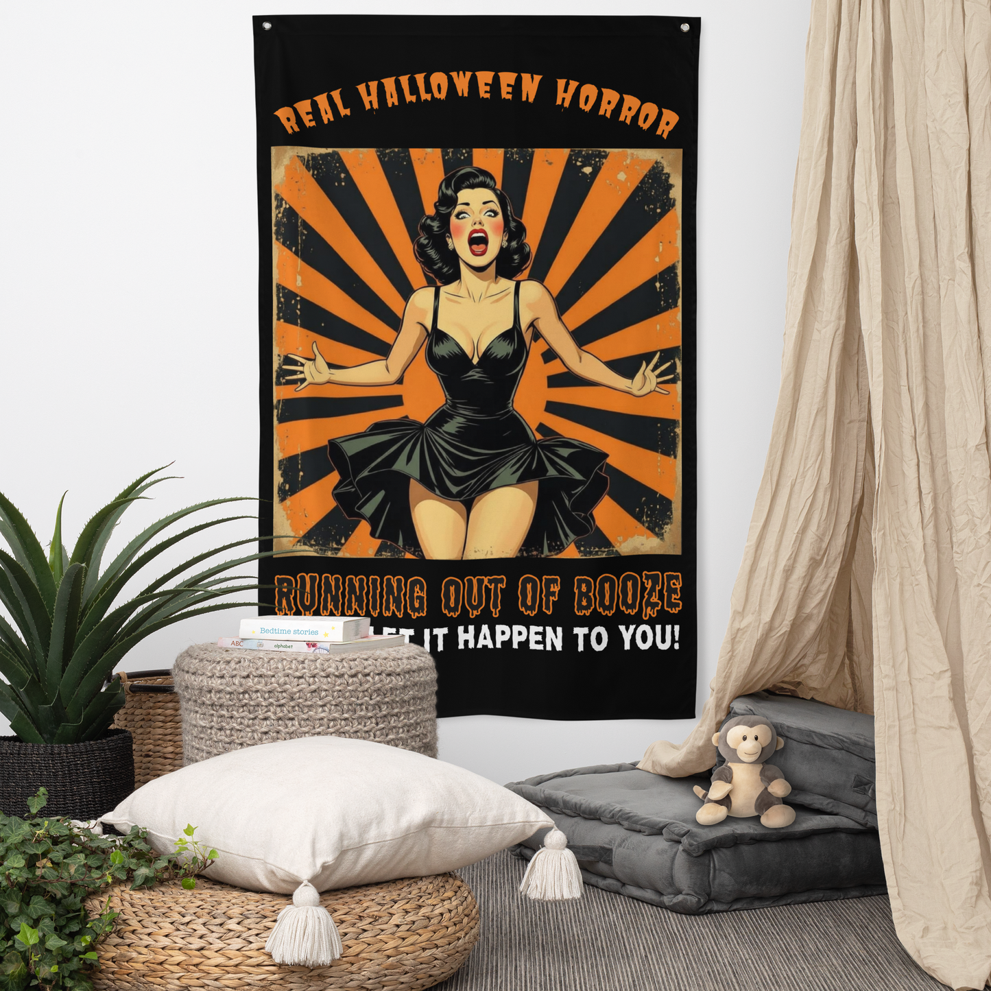 Funny Retro Halloween Flag: Stylish Gift for Fun Loving People