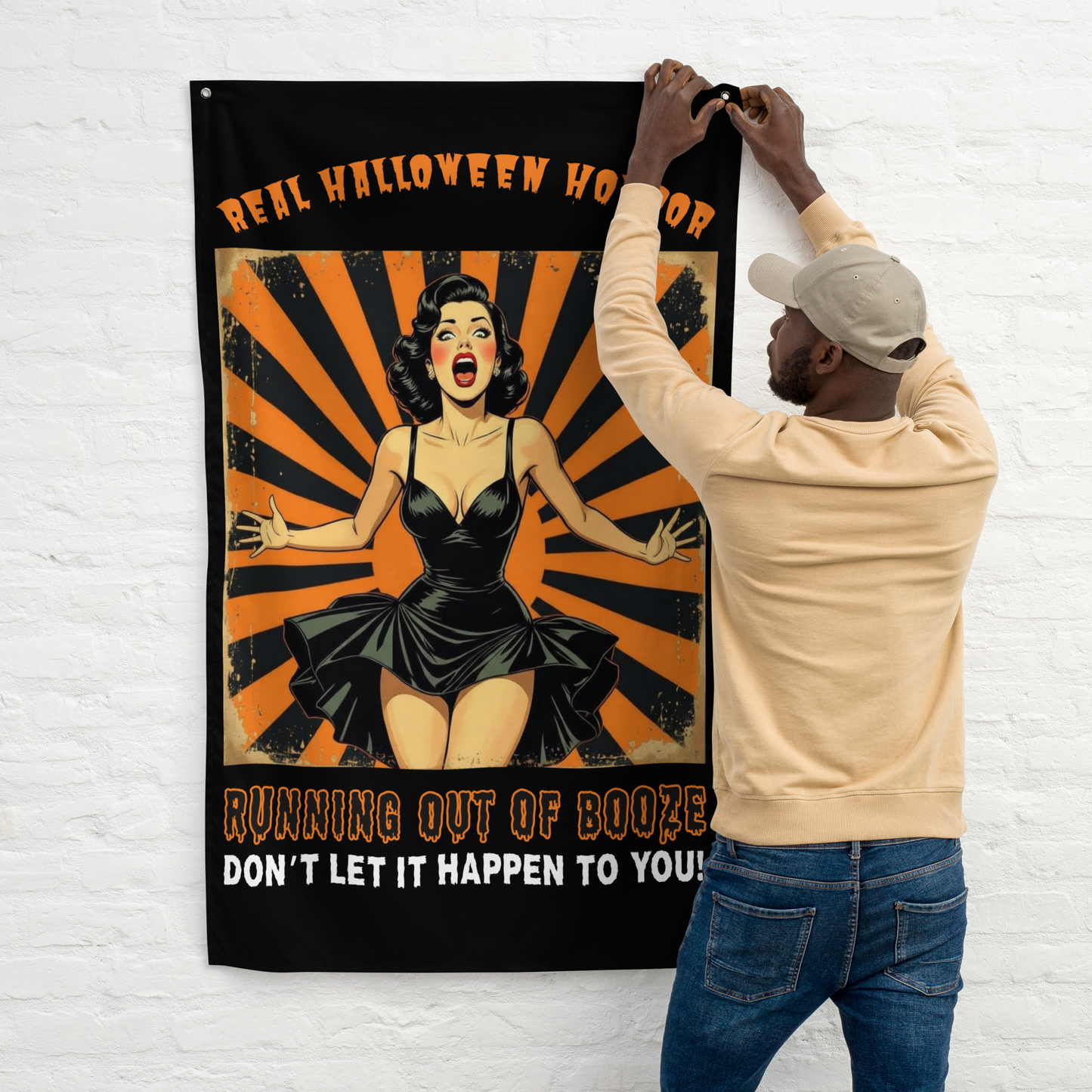 Funny Retro Halloween Flag: Stylish Gift for Fun Loving People