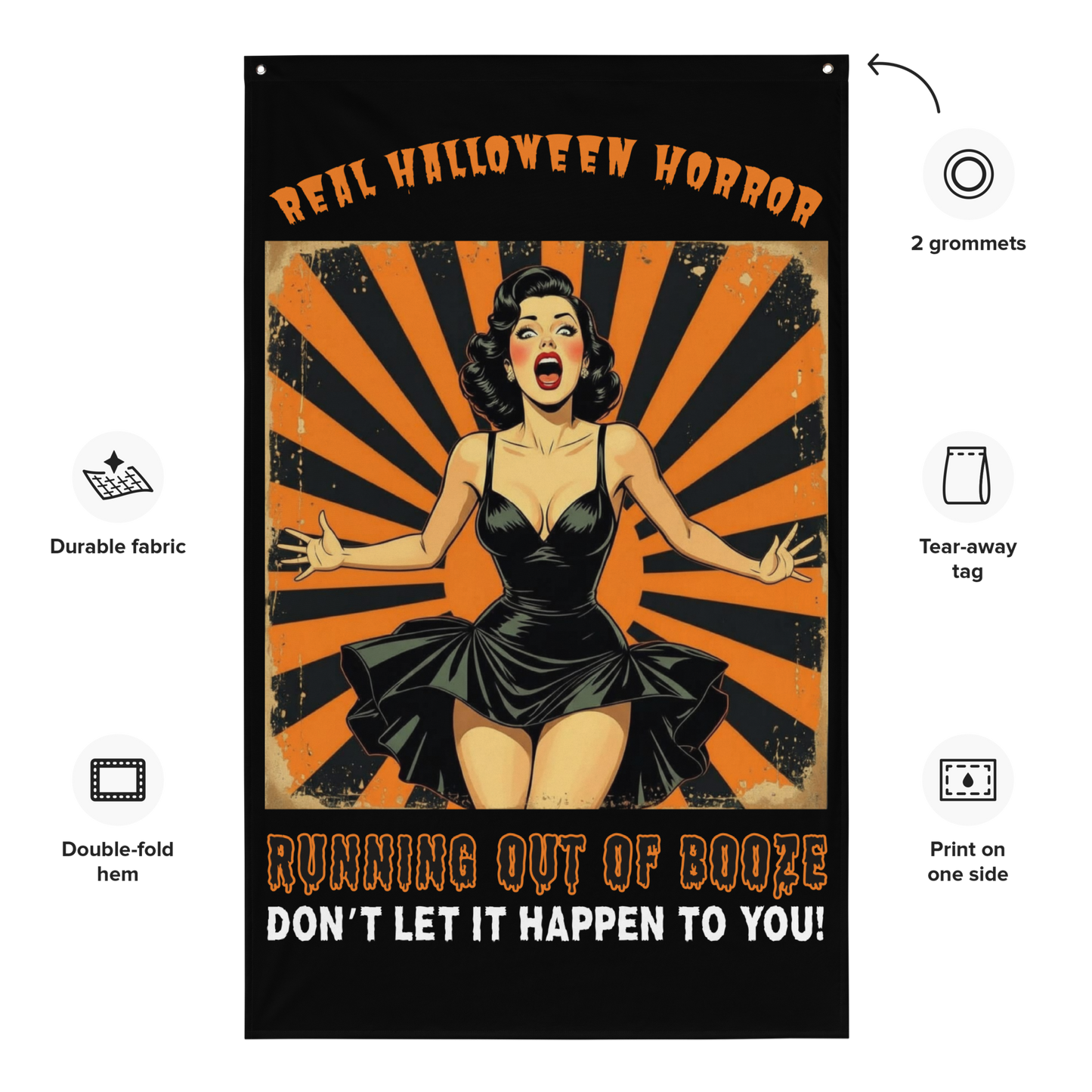Funny Retro Halloween Flag: Stylish Gift for Fun Loving People