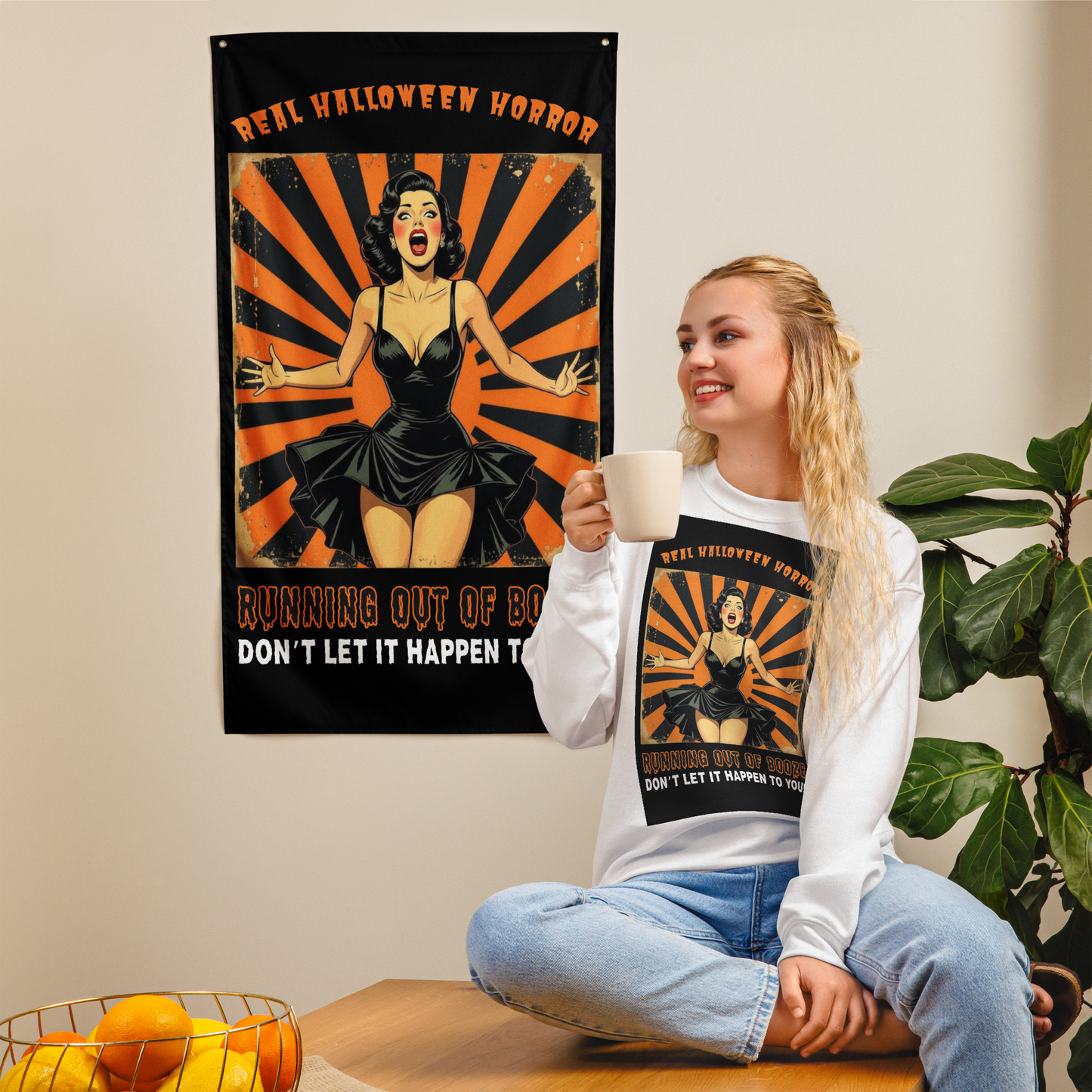 Funny Retro Halloween Flag: Stylish Gift for Fun Loving People