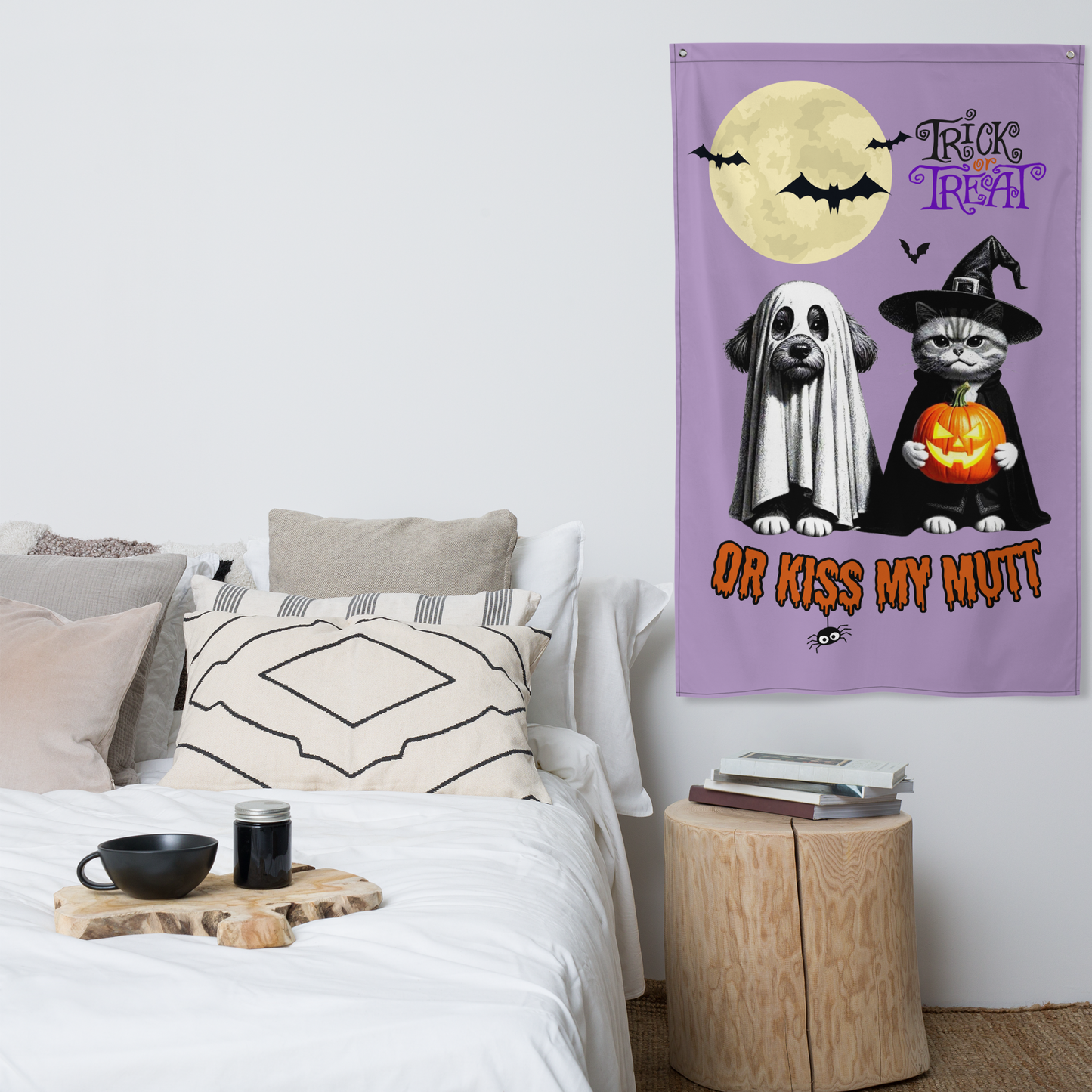 Funny Witch Cat & Dog Halloween Flag: Sarcastic Pet Parent Gift