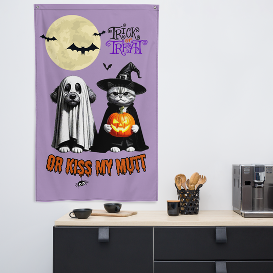 Funny Witch Cat & Dog Halloween Flag: Sarcastic Pet Parent Gift