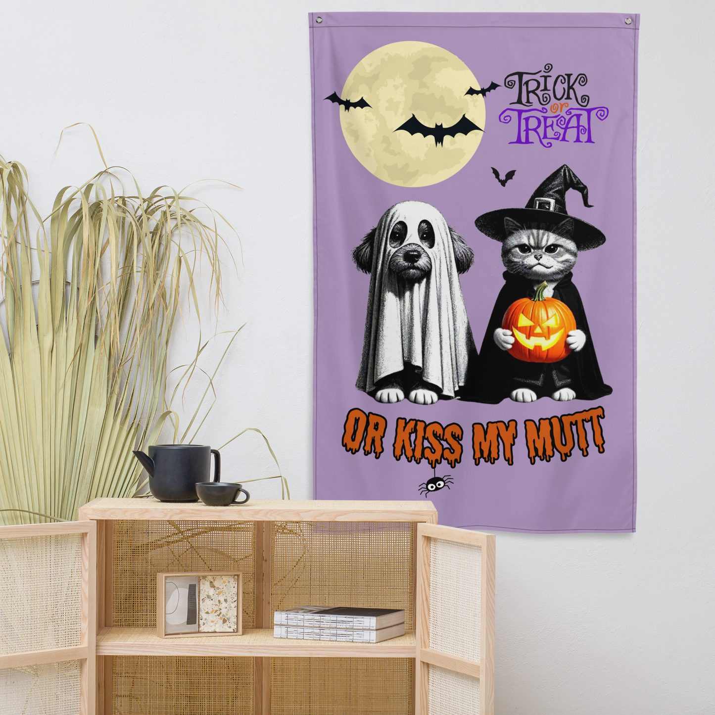 Funny Witch Cat & Dog Halloween Flag: Sarcastic Pet Parent Gift