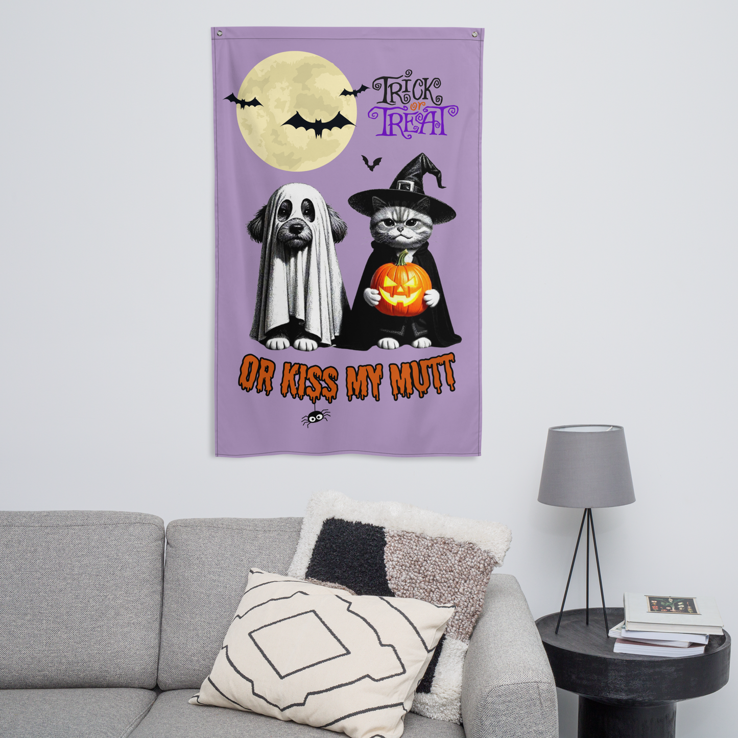 Funny Witch Cat & Dog Halloween Flag: Sarcastic Pet Parent Gift