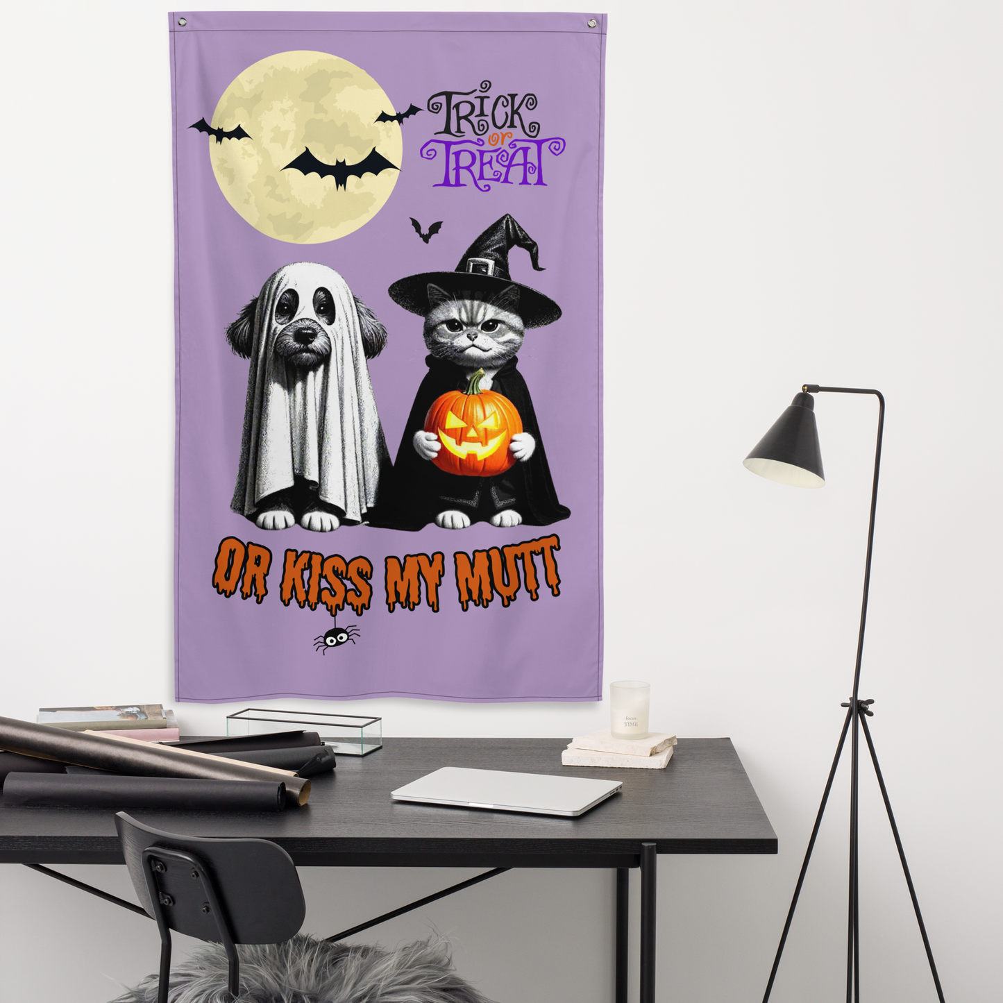 Funny Witch Cat & Dog Halloween Flag: Sarcastic Pet Parent Gift