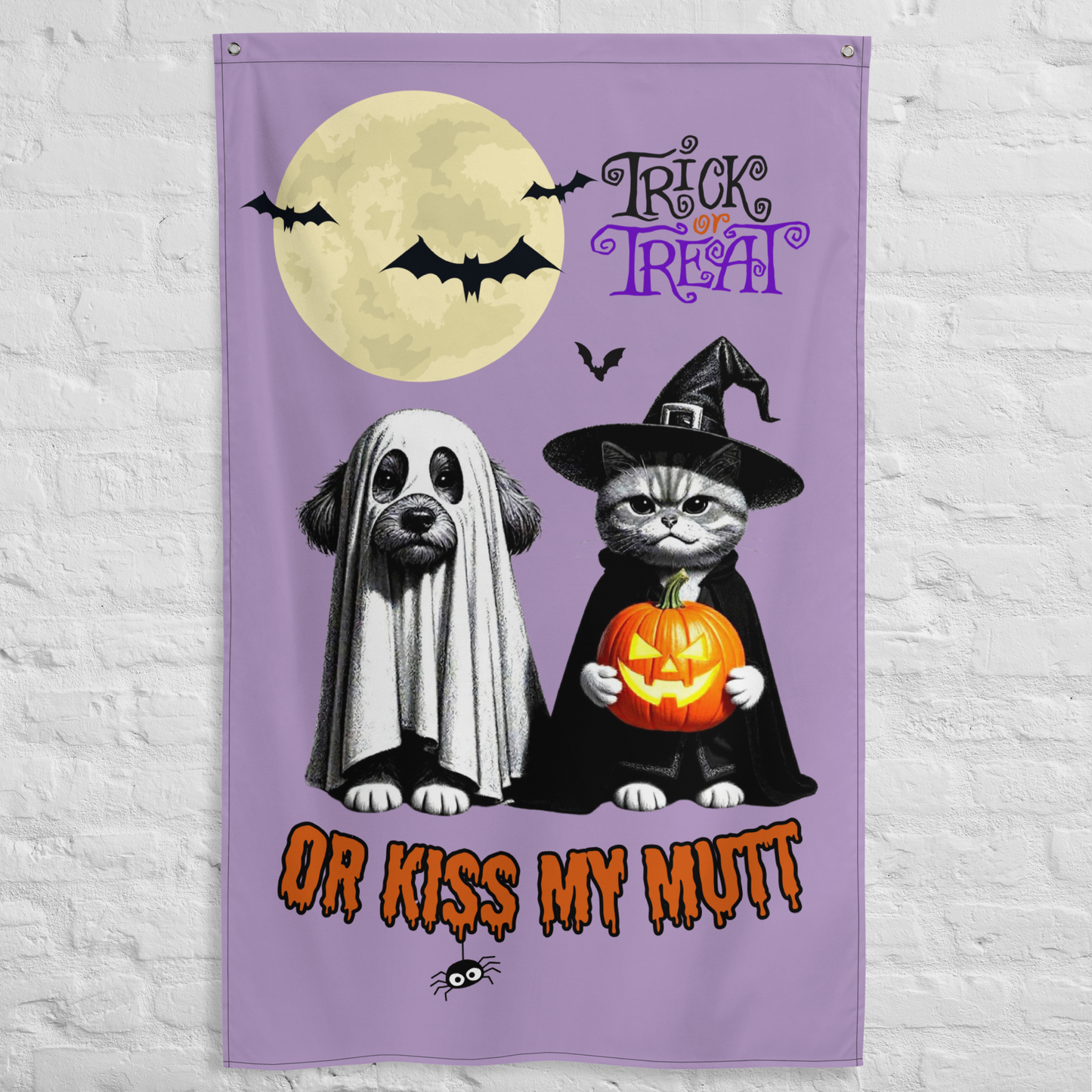 Funny Witch Cat & Dog Halloween Flag: Sarcastic Pet Parent Gift