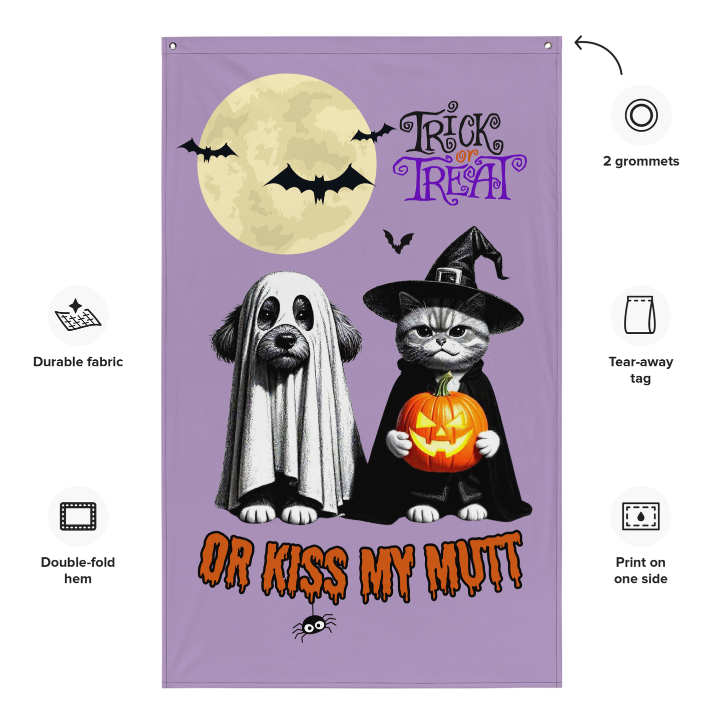 Funny Witch Cat & Dog Halloween Flag: Sarcastic Pet Parent Gift