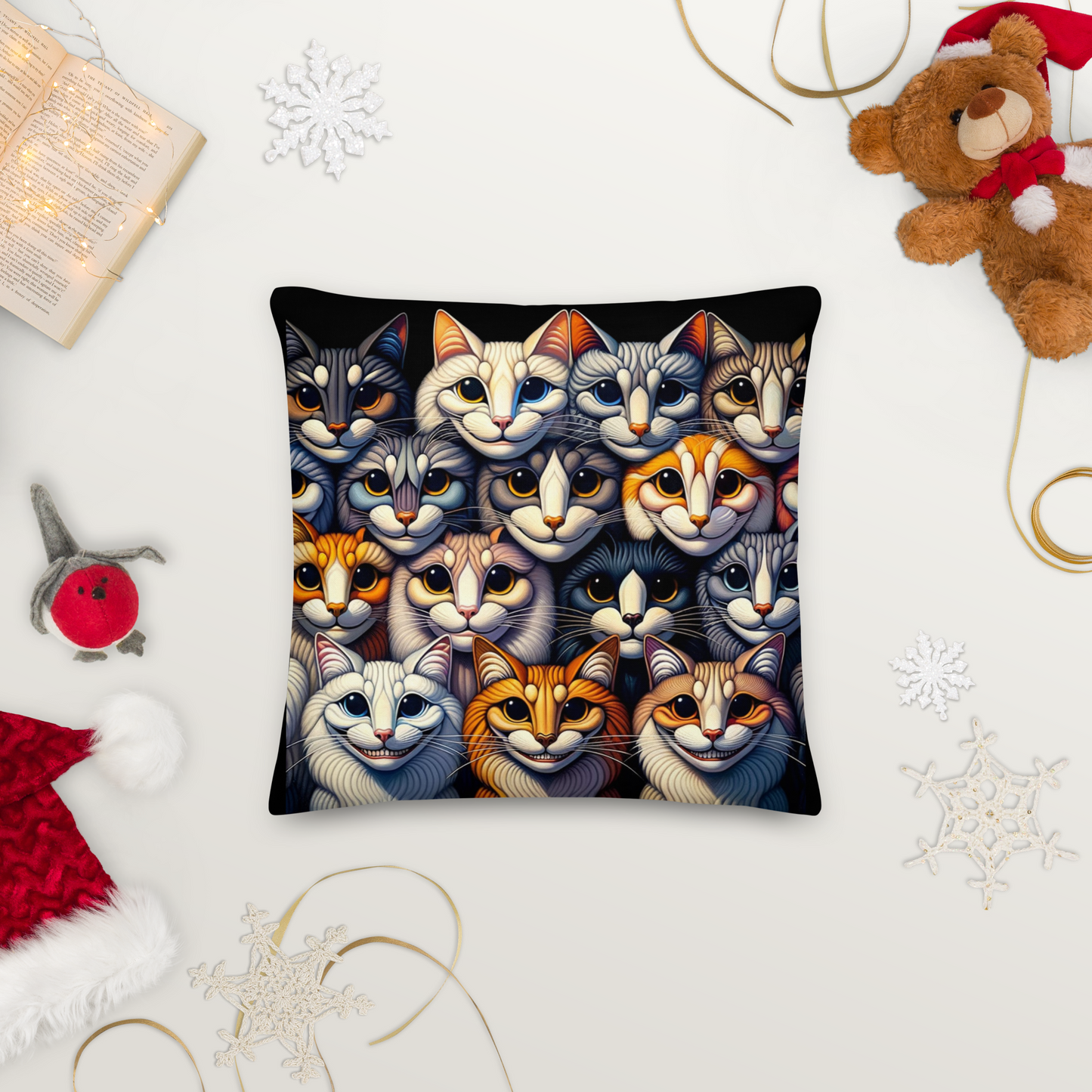Pillow Throw Cat Gift Feline Retro Design For Cat Lovers Whimsical Cat Funny Feline Home Decor Cat Lover Gift Cozy Cushion Meow Cat Mom Dad