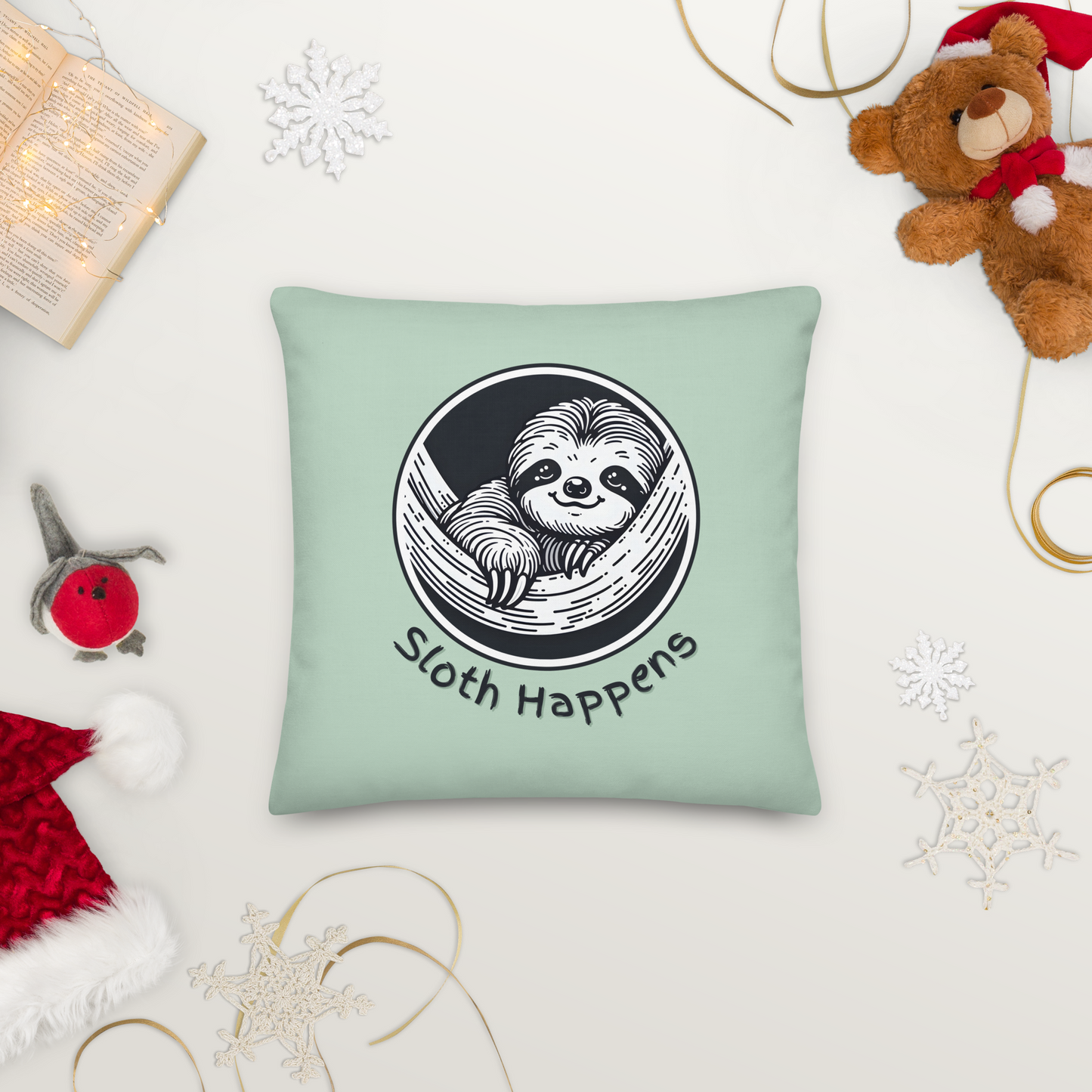 Funny Sloth Premium Pillow: Quirky Home Decor Gift for Animal Lovers